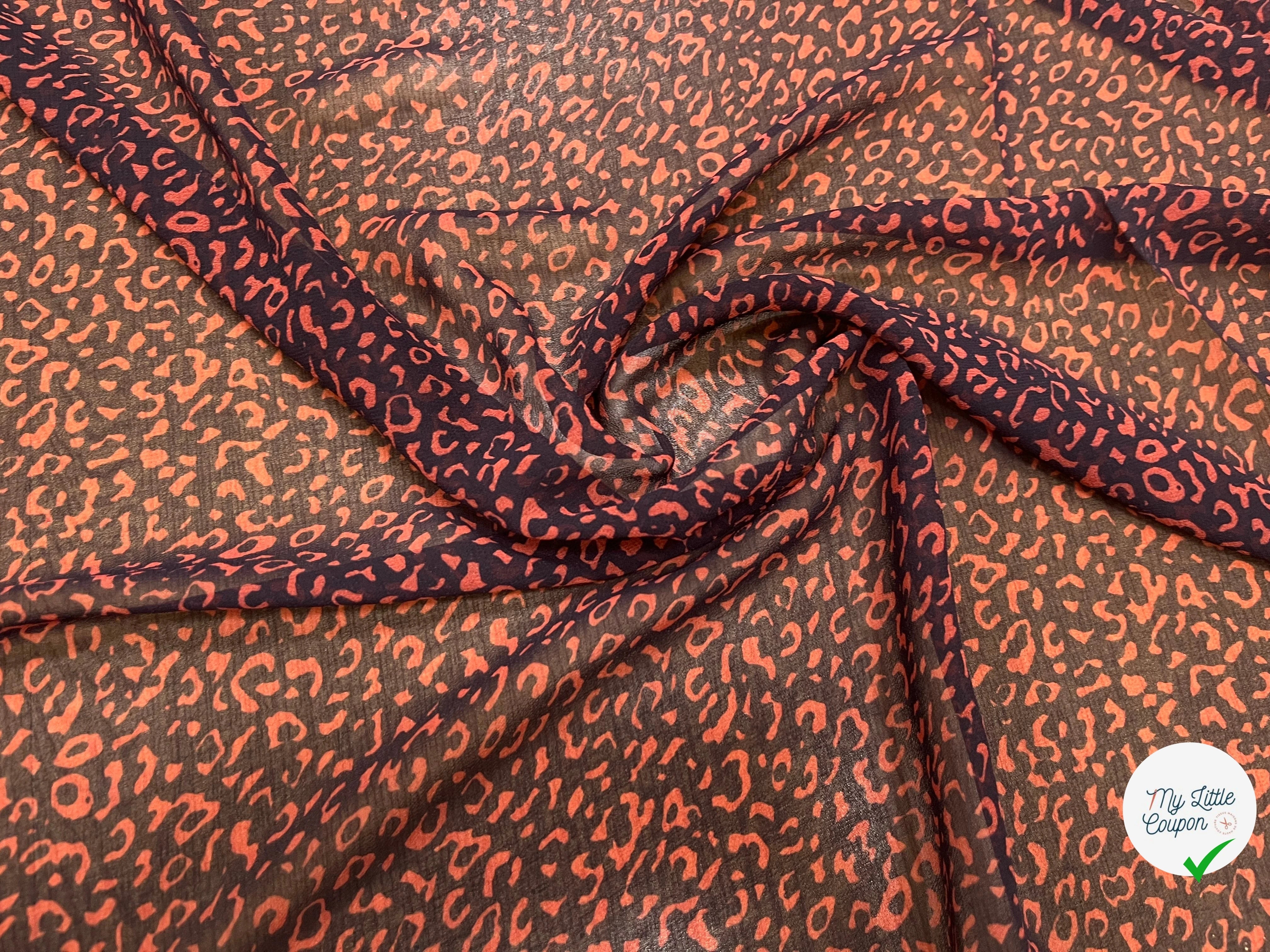 CEPE POLYESTER FOND NOIR E MARON MOTIF LÉOPARD - My Little Coupon