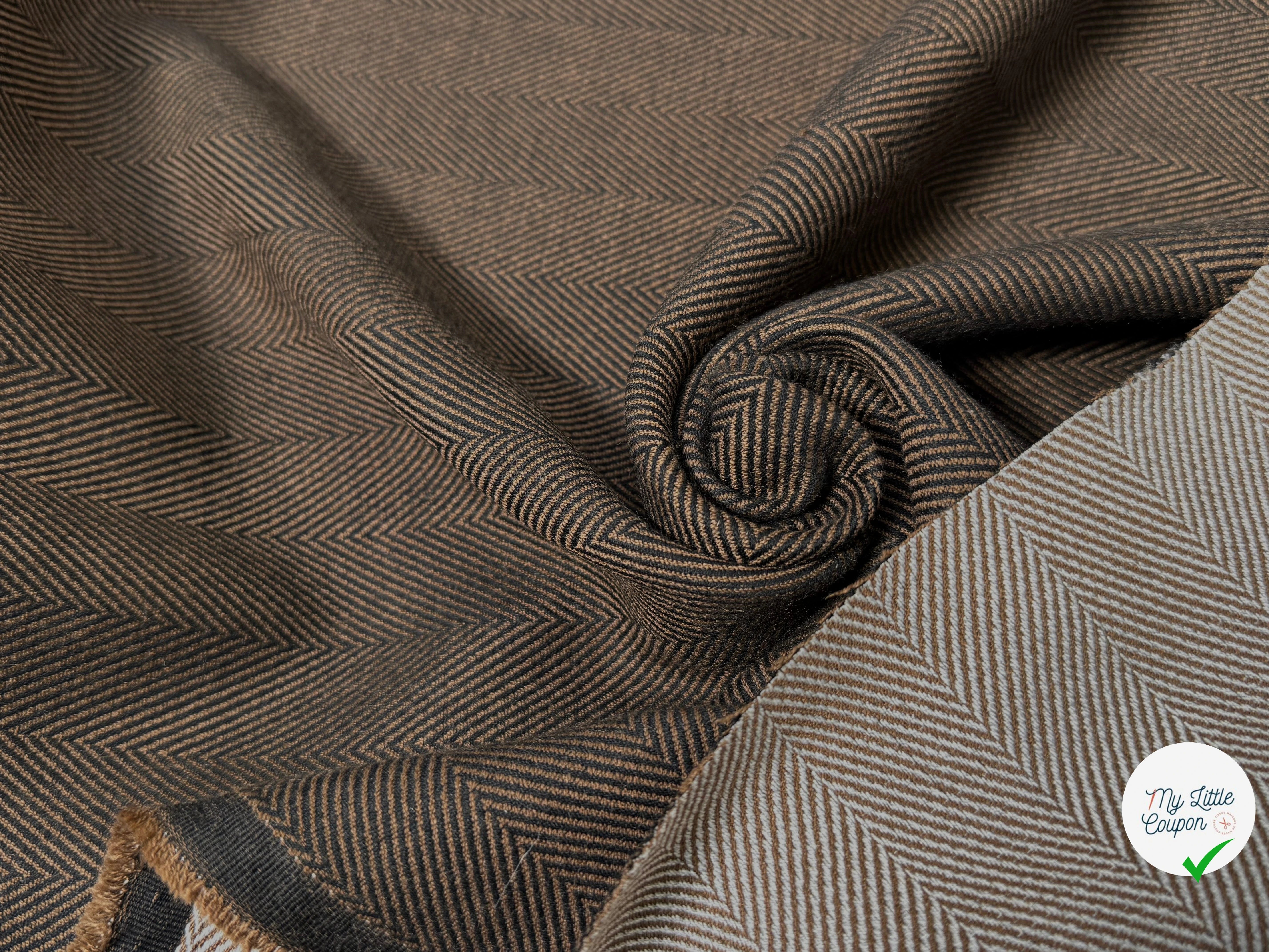 CHEVRON POLYVISCOSE MARRON NOIR - My Little Coupon