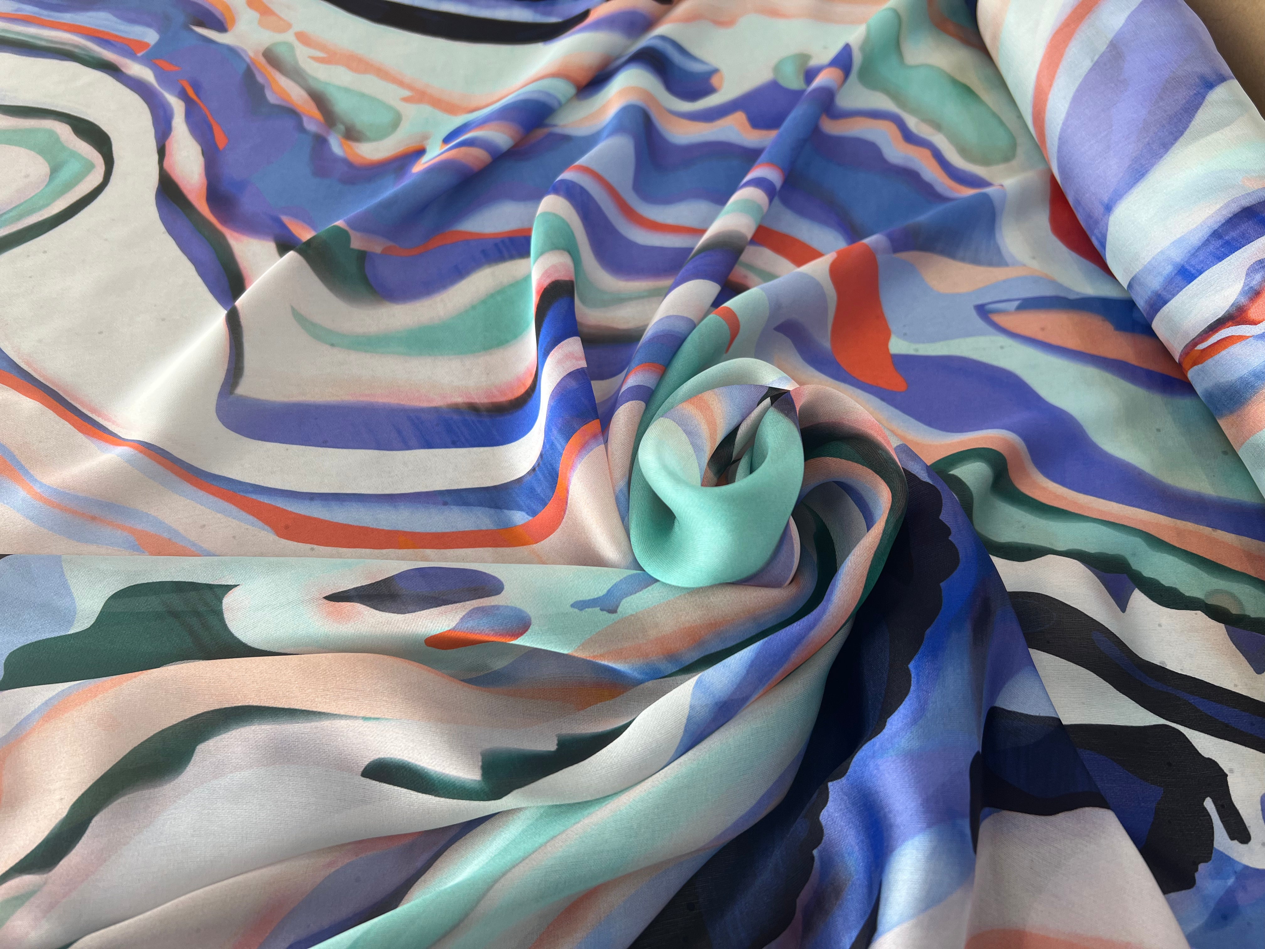 CHIFFON DE SOIE IMPRIMÉ AQUA WAVE MLC INTERN