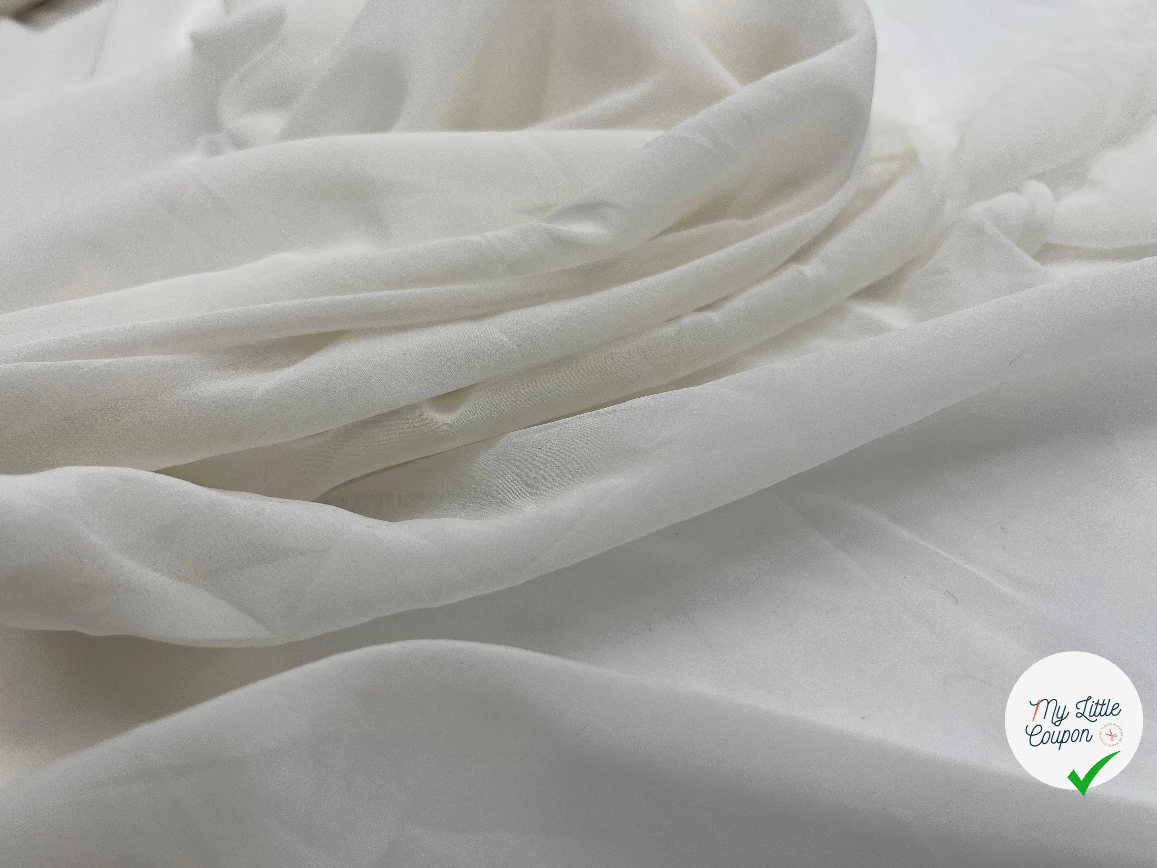 CHIFFON DE SOIE STRETCH BLANC CASSÉ FROISSÉ - My Little Coupon - tissu - coudre