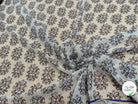 CHIFFON IMPRIMÉ FEUILLAGES CREME BLEU FOND ÉCRU - My Little Coupon