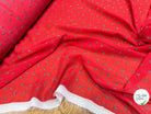 CHIFFON IMPRIMÉ POIS RAYÉS FOND ROUGE - My Little Coupon