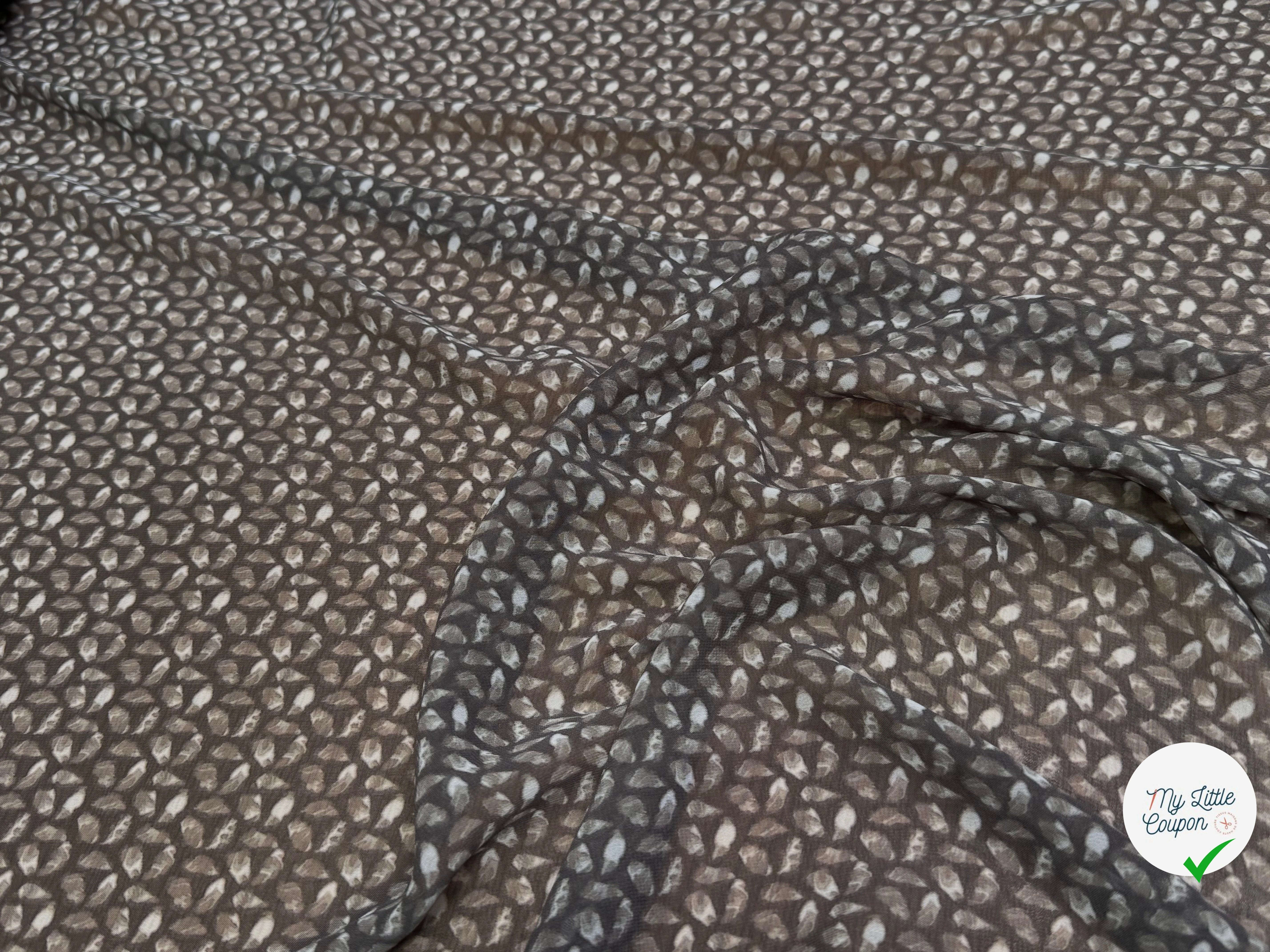 CHIFFON PRINTED CAILLOUX FOND GRIS FONCÉ - My Little Coupon