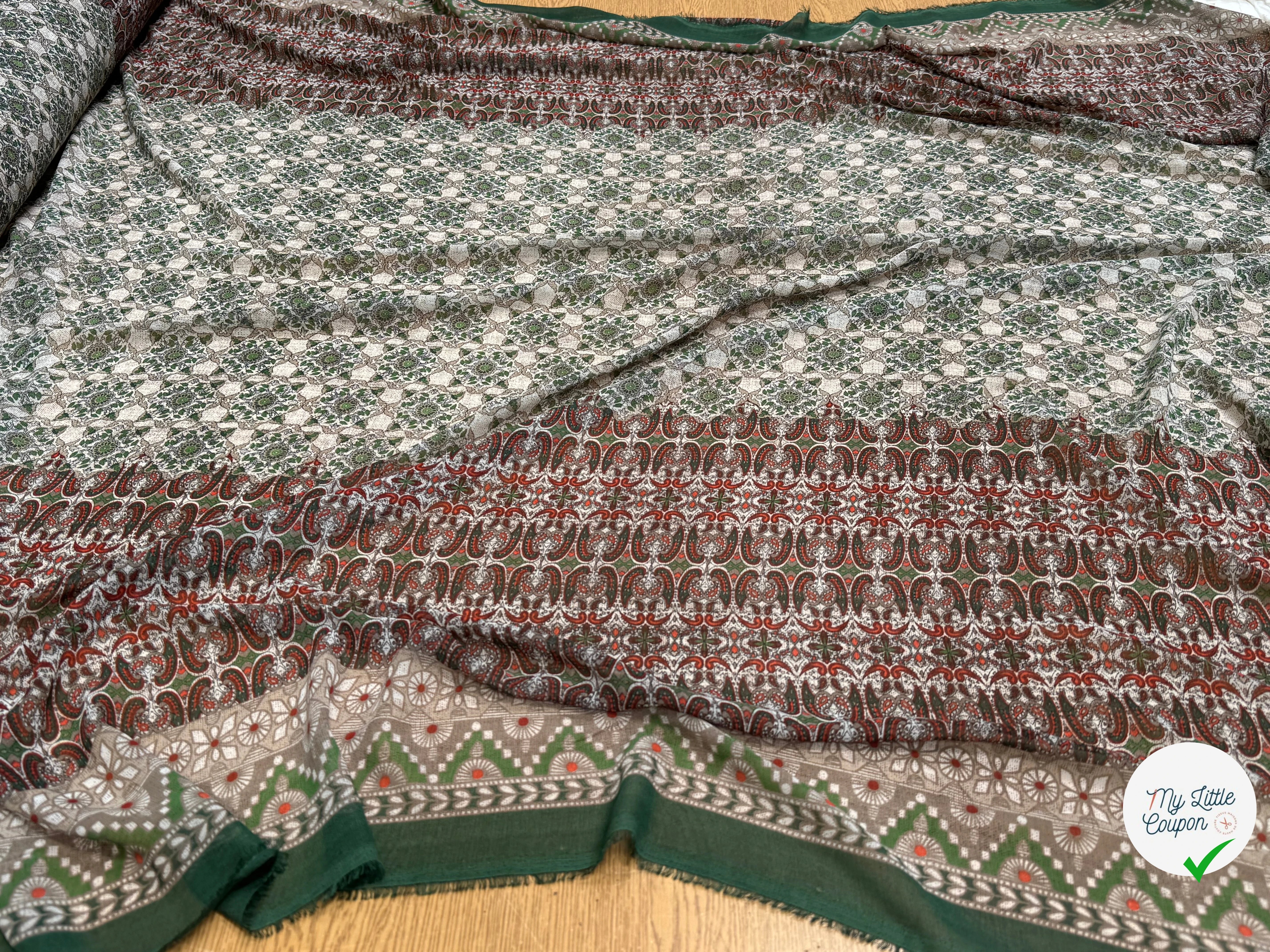 CHIFFON PRINTED ETHNIC VERT - My Little Coupon