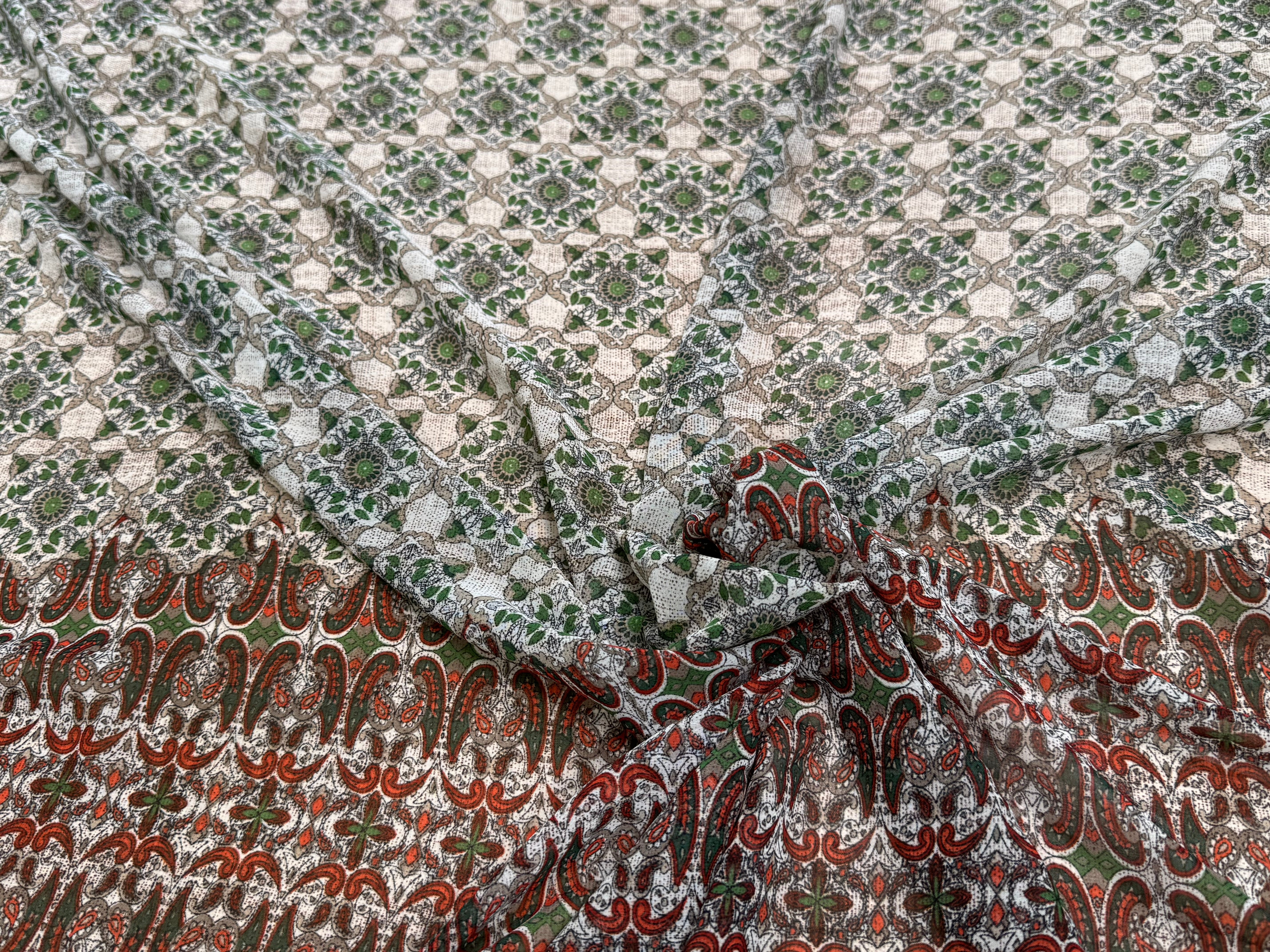 CHIFFON PRINTED ETHNIC VERT - My Little Coupon