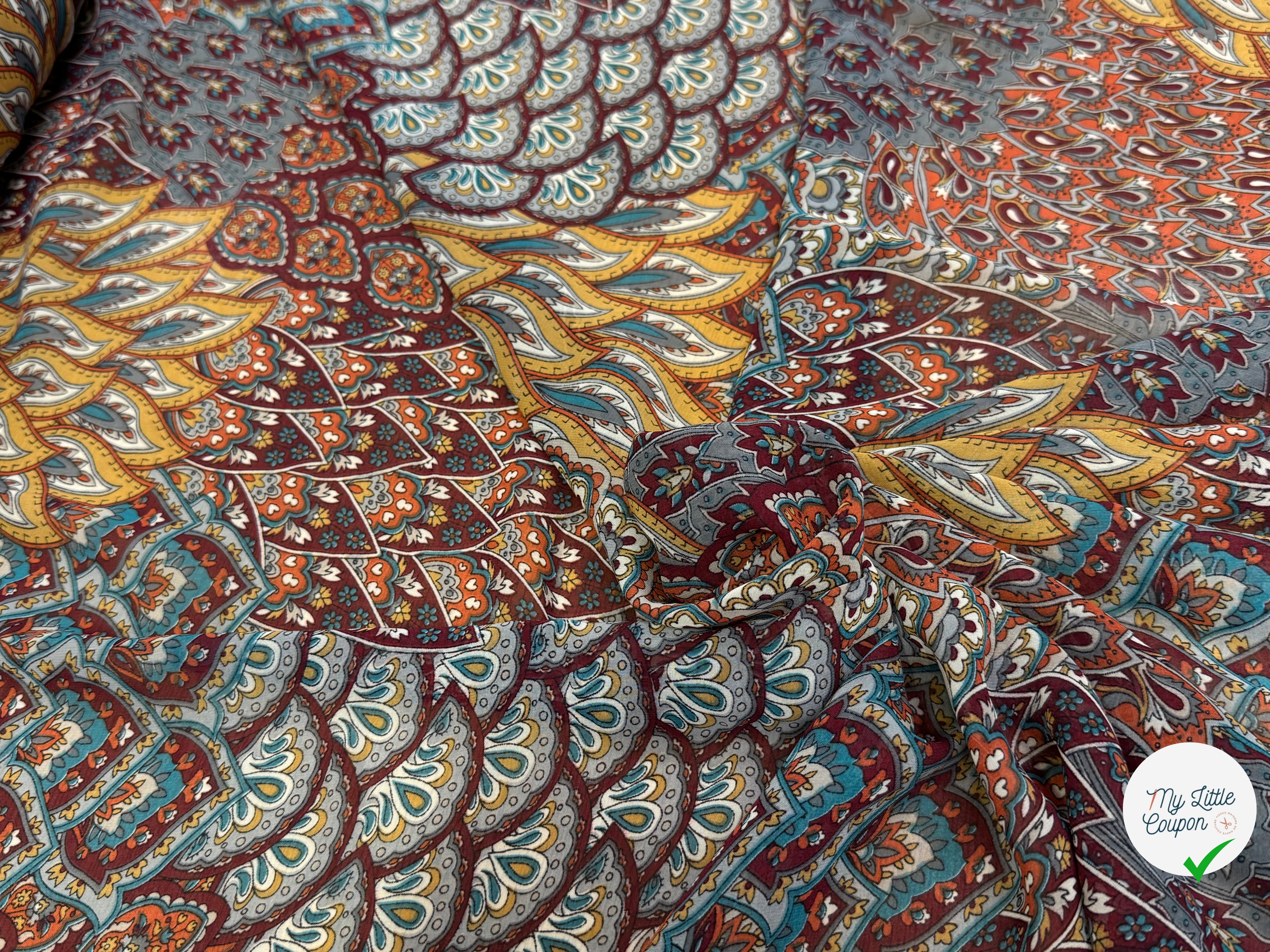 CHIFFON PRINTED FLORAUX MULTICOLORES CHOCO CARAMEL - My Little Coupon