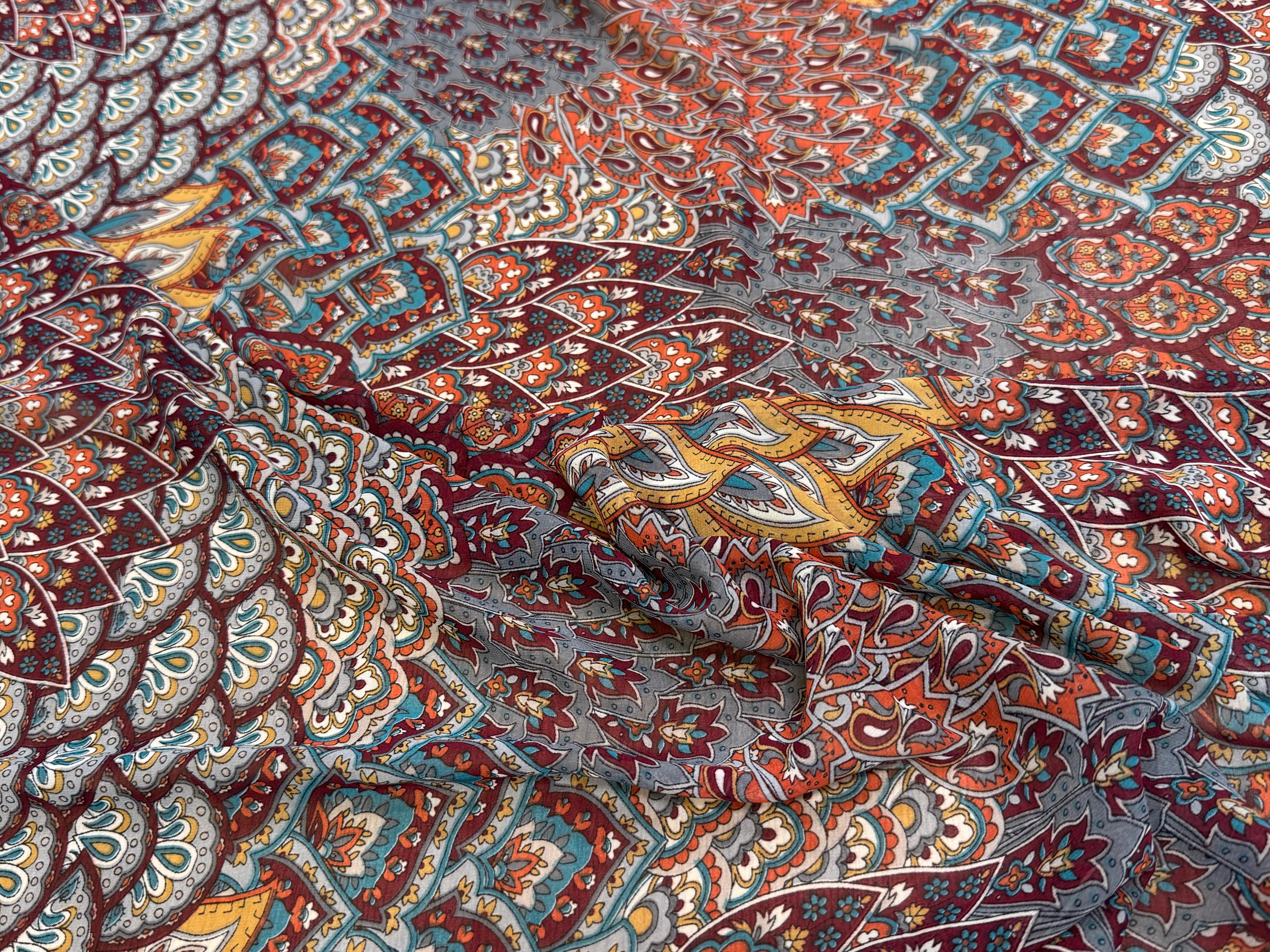 CHIFFON PRINTED FLORAUX MULTICOLORES CHOCO CARAMEL - My Little Coupon