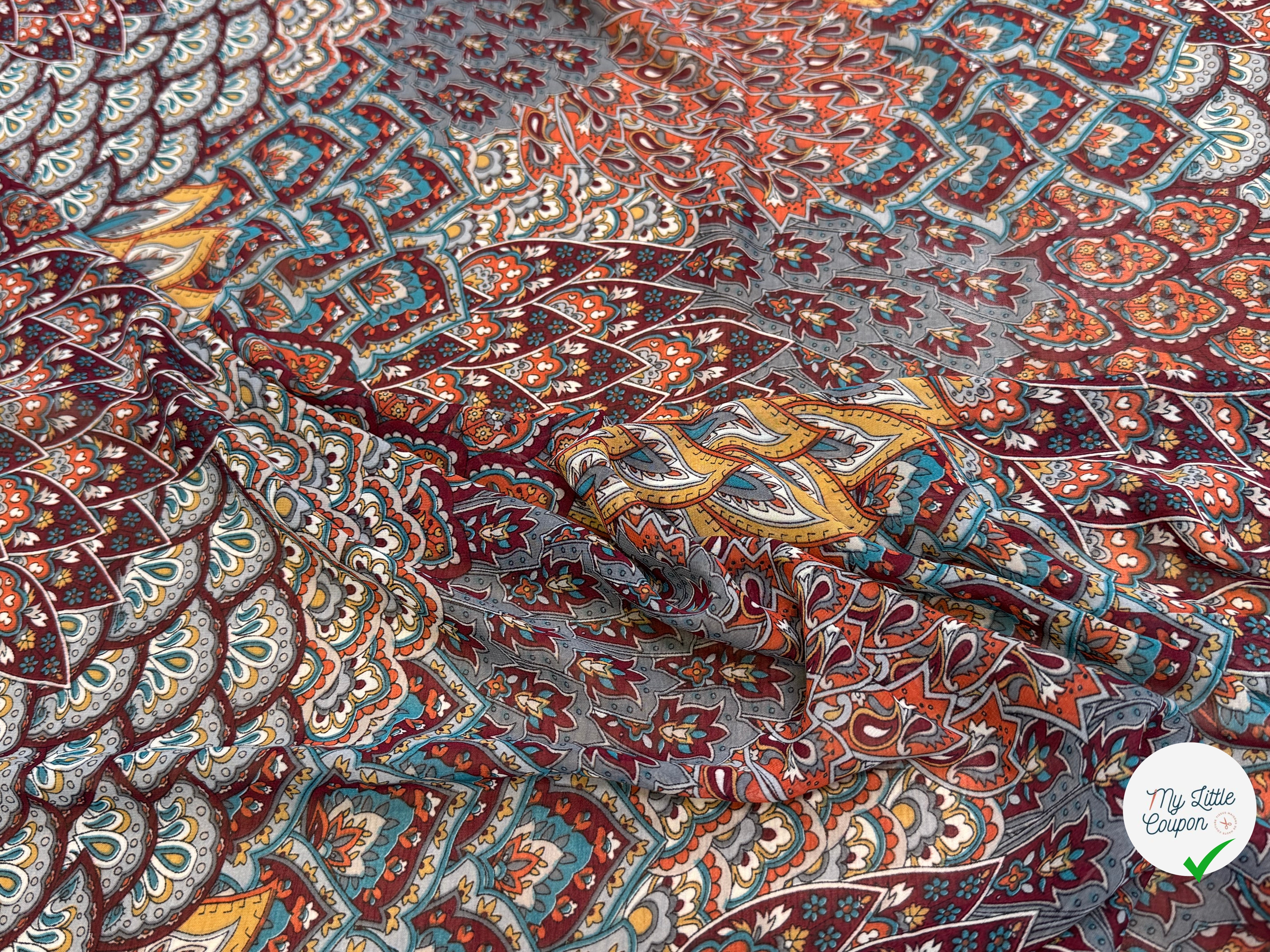 CHIFFON PRINTED FLORAUX MULTICOLORES CHOCO CARAMEL - My Little Coupon
