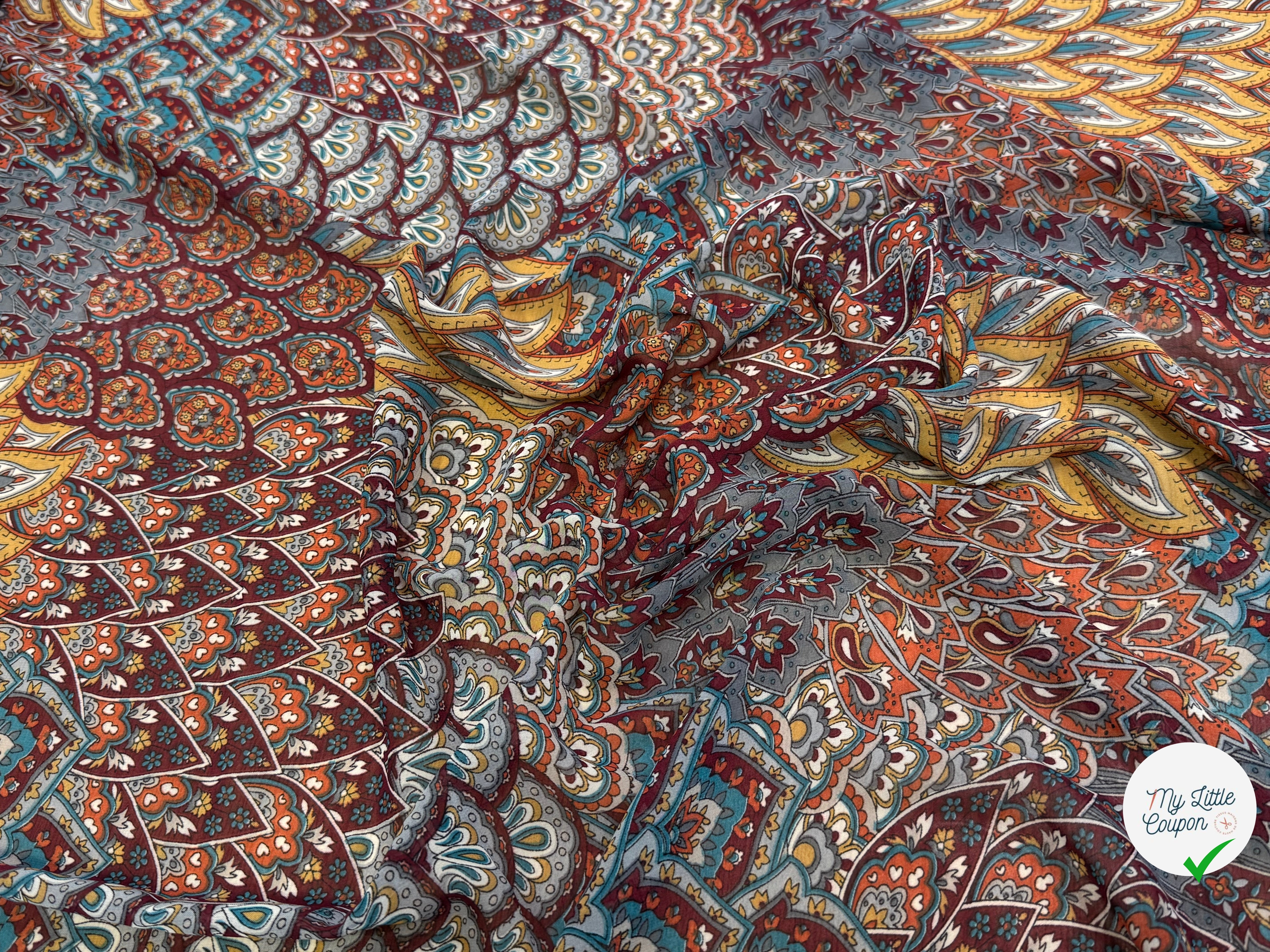CHIFFON PRINTED FLORAUX MULTICOLORES CHOCO CARAMEL - My Little Coupon