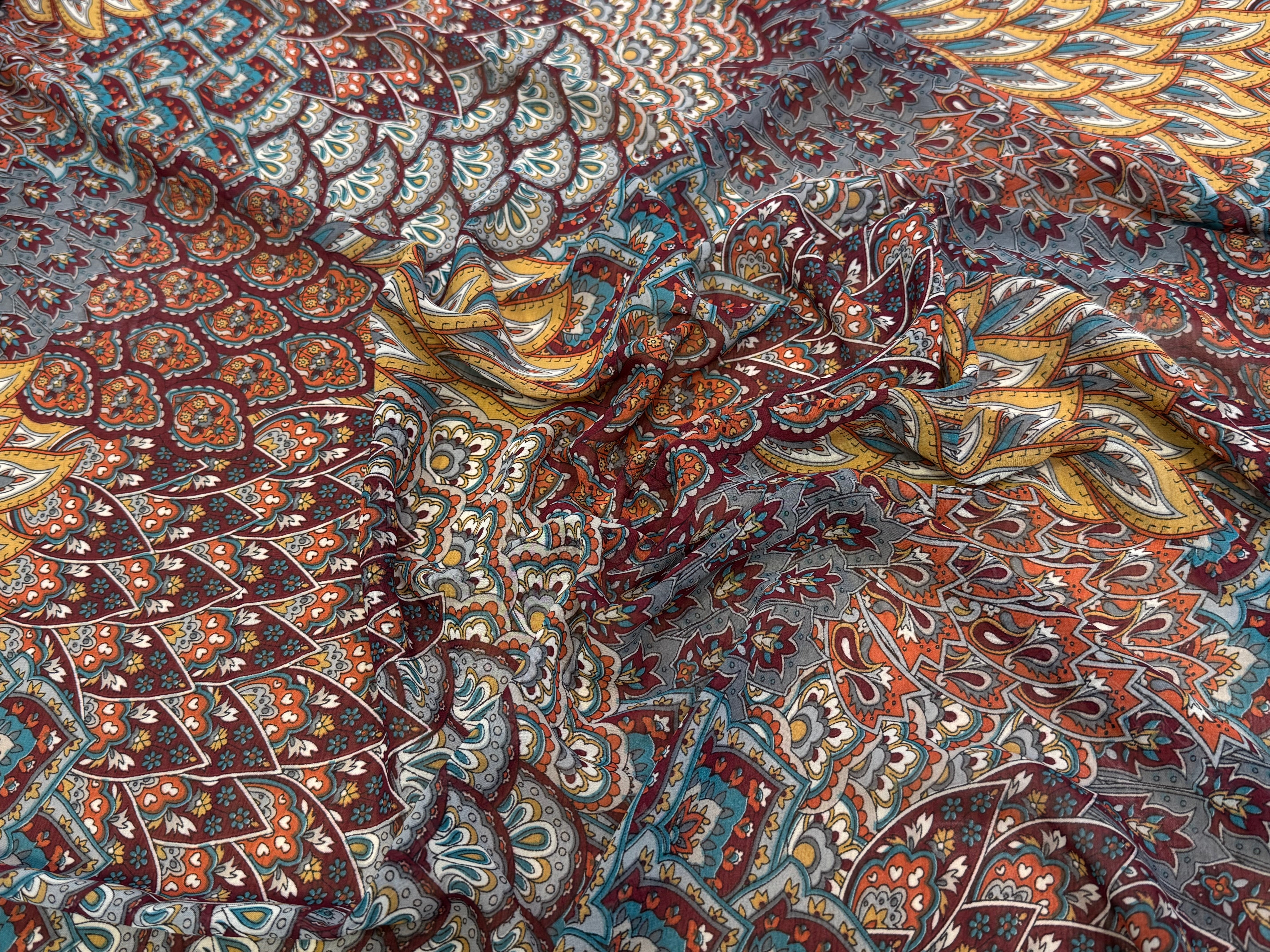 CHIFFON PRINTED FLORAUX MULTICOLORES CHOCO CARAMEL - My Little Coupon