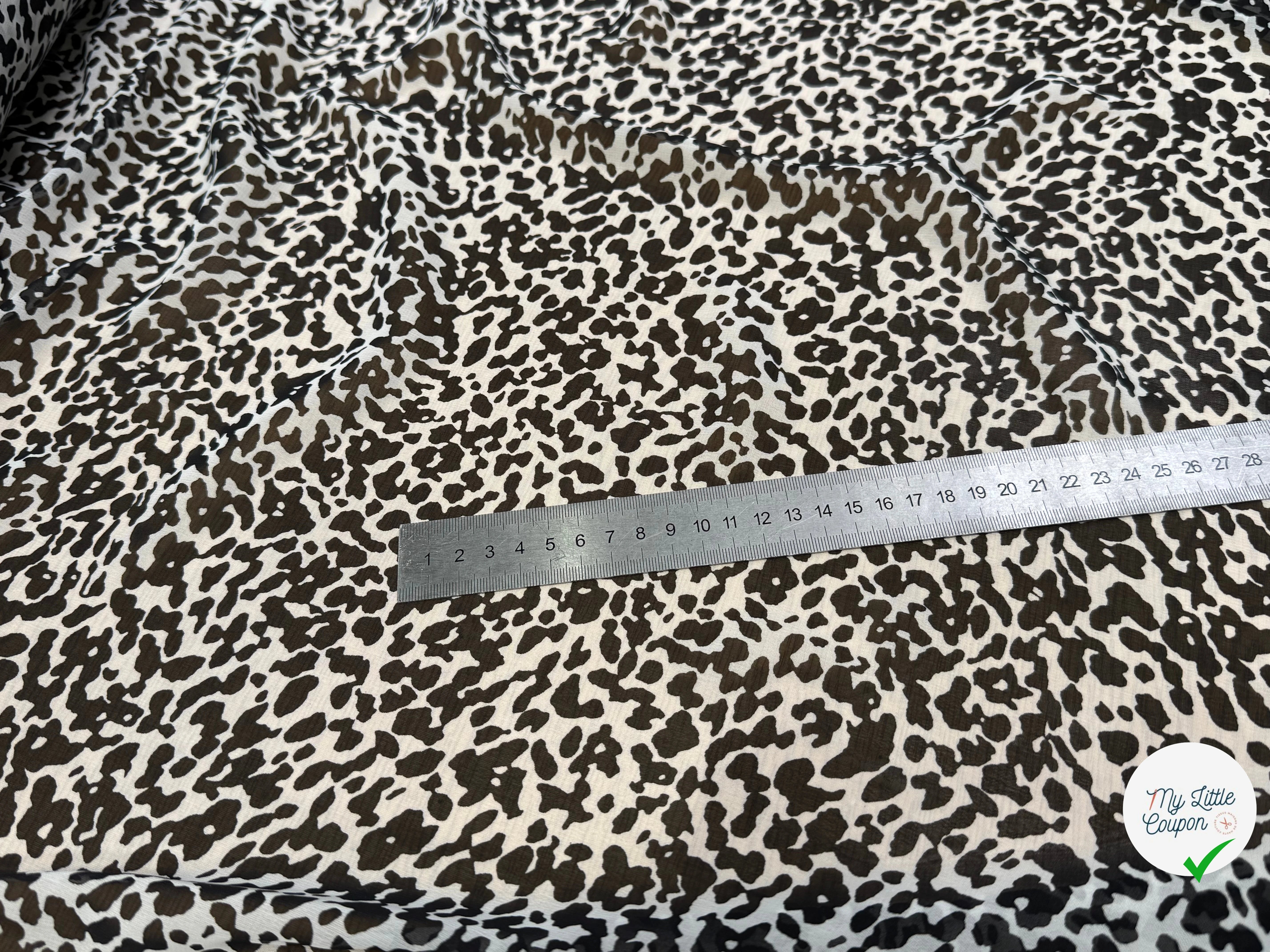 CHIFFON PRINTED FLUIDE BLACK OFF WHITE MOTIF ANIMAL - My Little Coupon