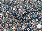 CHIFFON PRINTED JOLIES FLEURS MULTICOLORES FOND MARINE - My Little Coupon