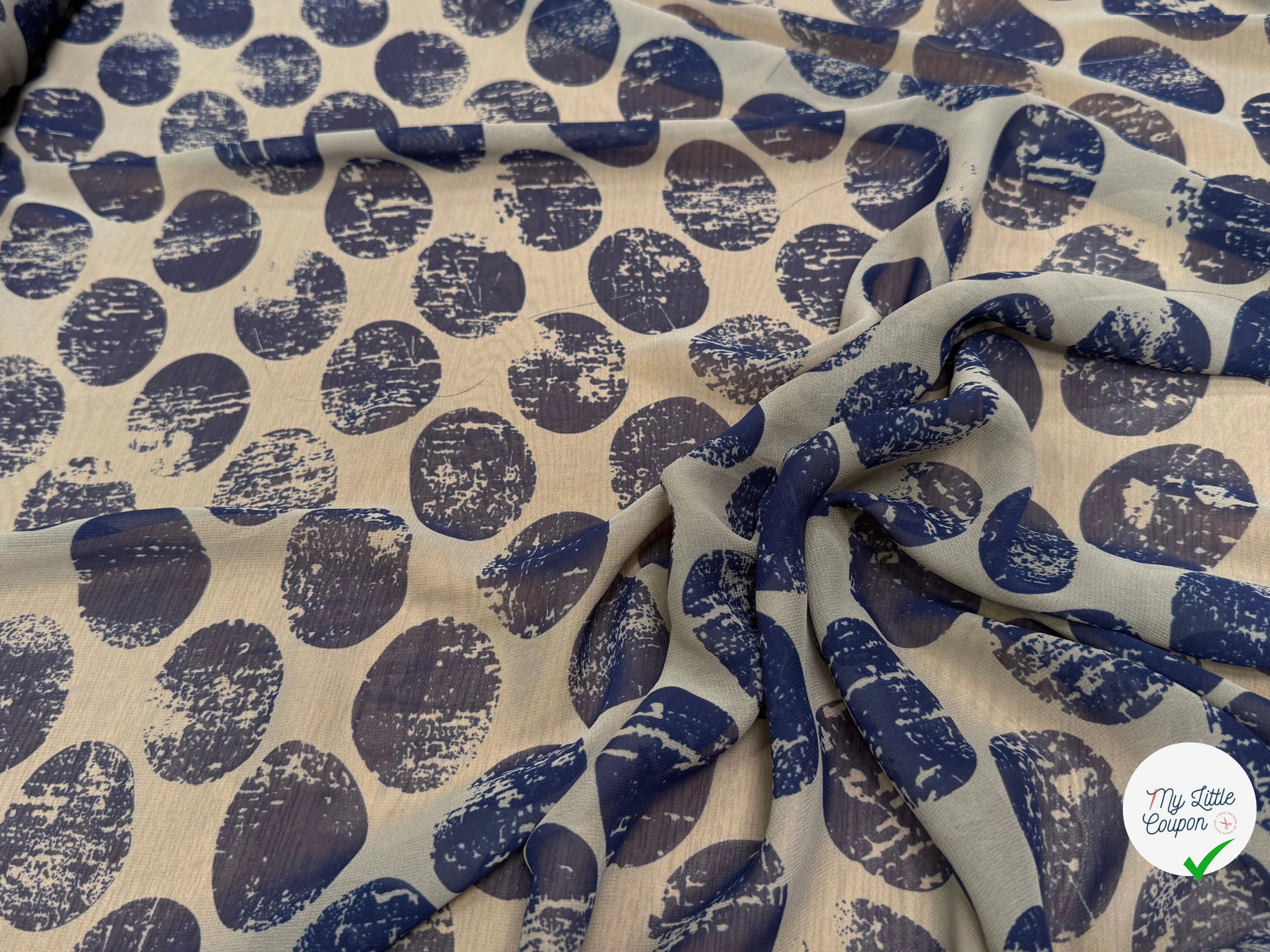 CHIFFON PRINTED LUNE MARINE FOND GRIS FONCÉ - My Little Coupon