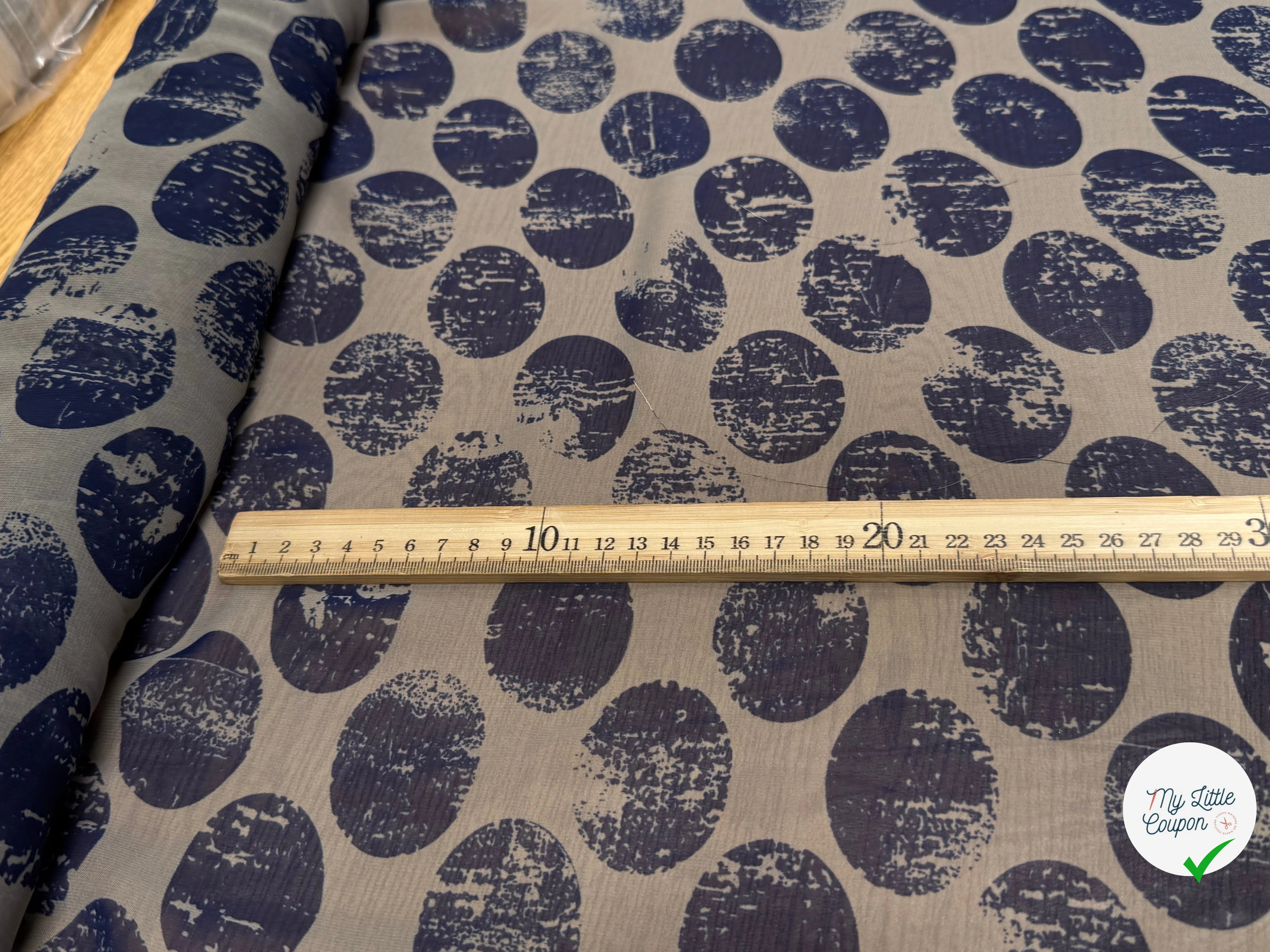 CHIFFON PRINTED LUNE MARINE FOND GRIS FONCÉ - My Little Coupon