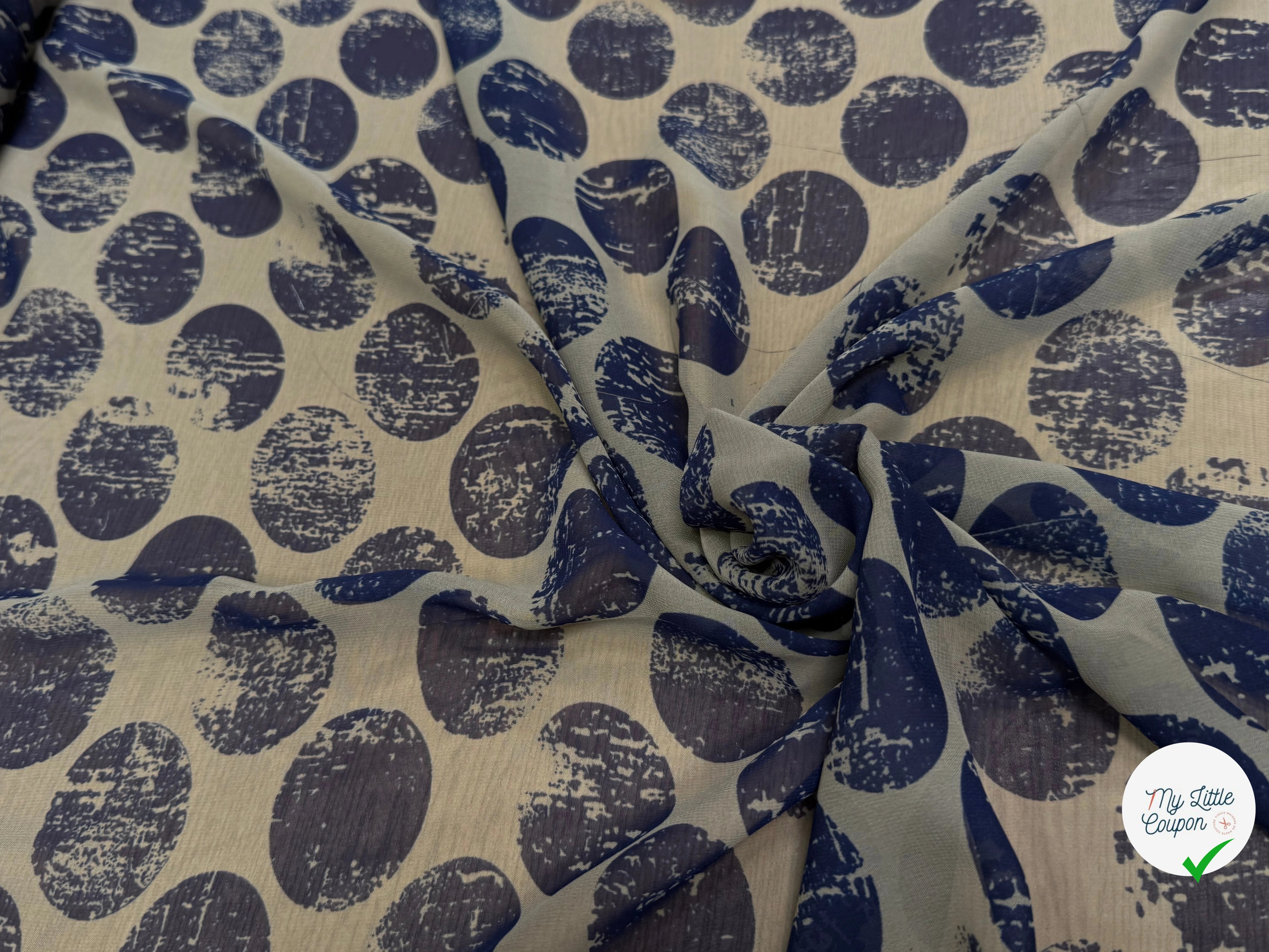 CHIFFON PRINTED LUNE MARINE FOND GRIS FONCÉ - My Little Coupon