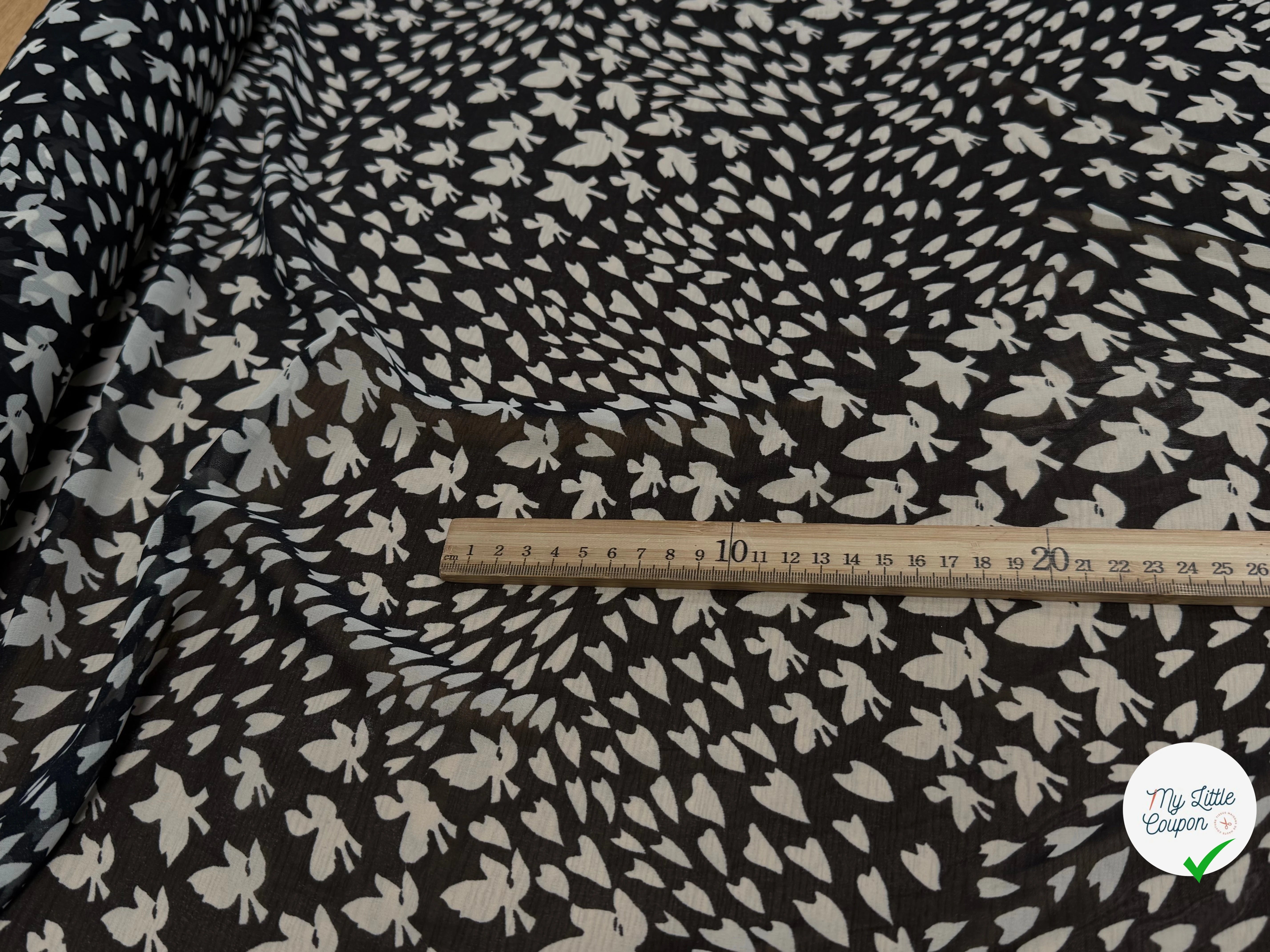 CHIFFON PRINTED PAPILLONS FOND NOIR - My Little Coupon
