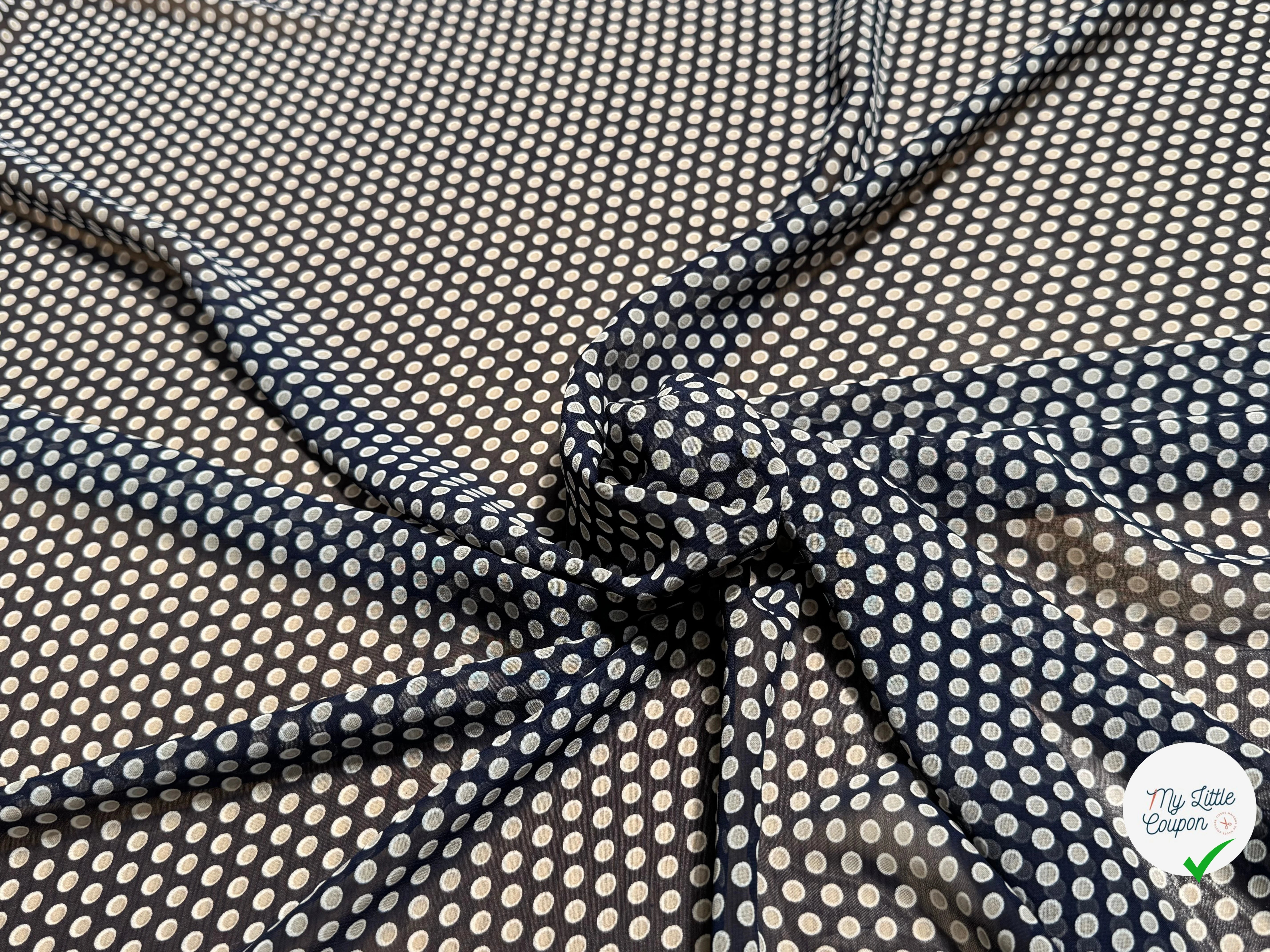 CHIFFON PRINTED POIS À OMBRE GRIS FOND MARINE - My Little Coupon