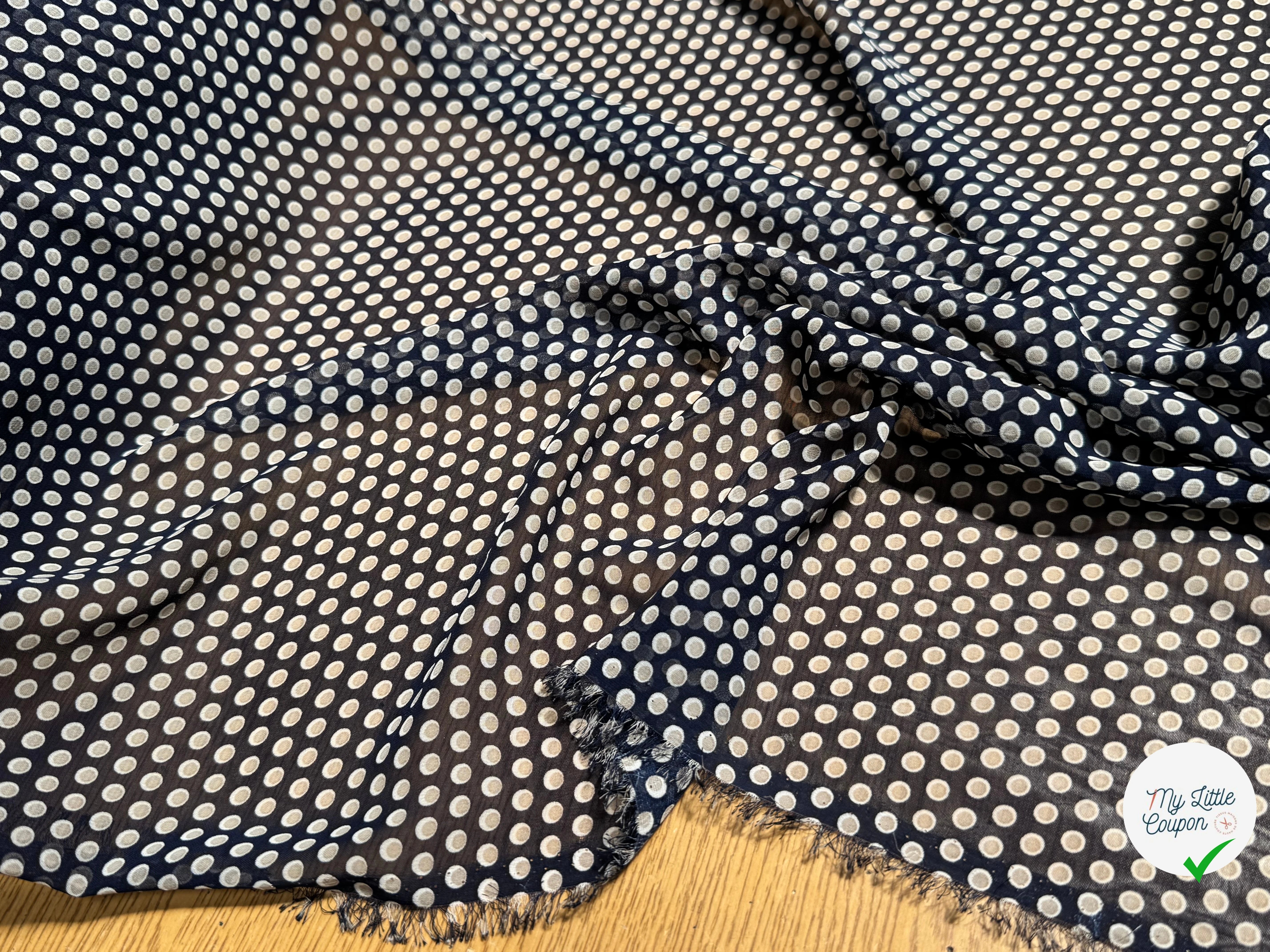 CHIFFON PRINTED POIS À OMBRE GRIS FOND MARINE - My Little Coupon