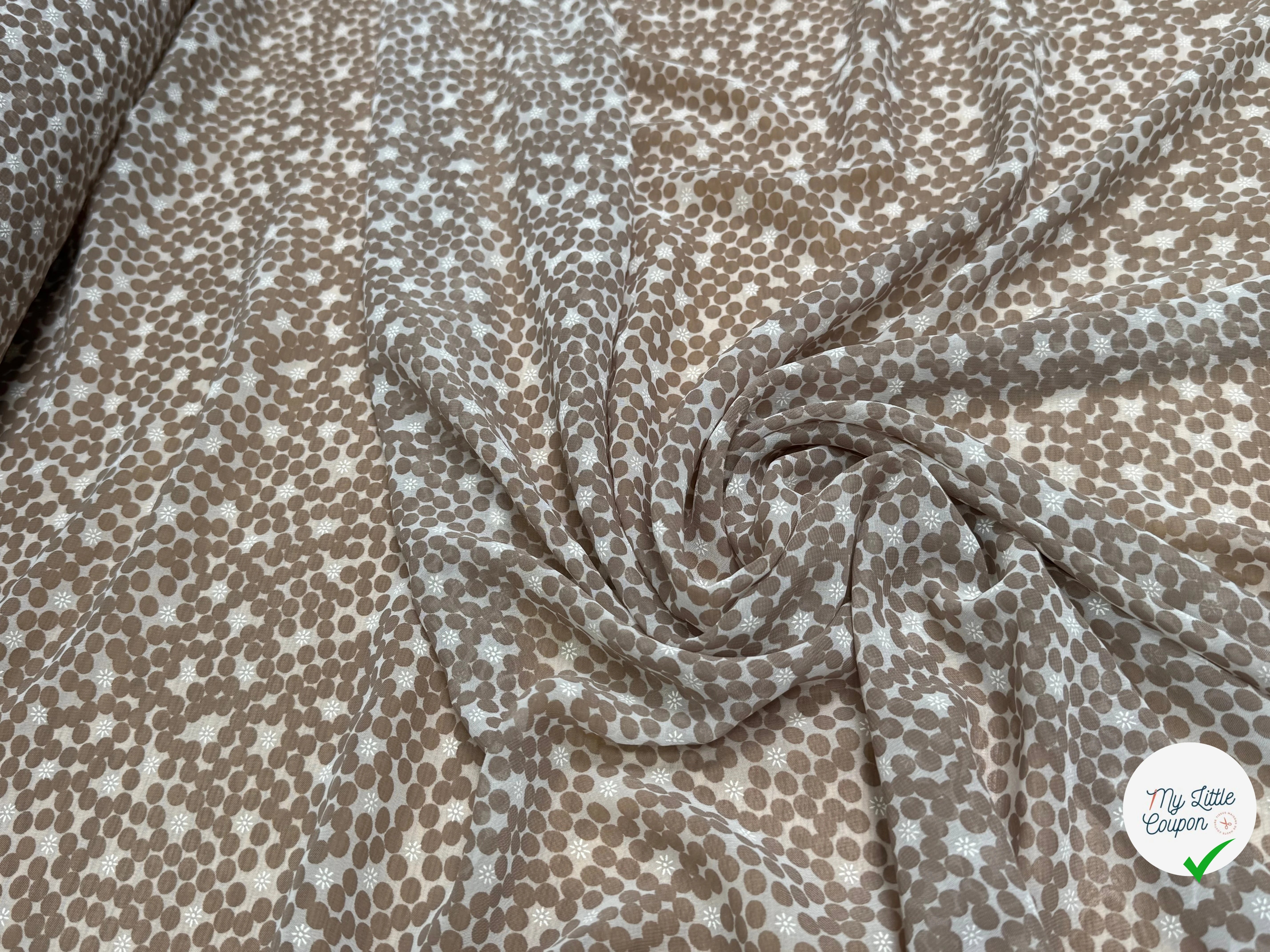 CHIFFON PRINTED POIS BULLES BEIGE TAUPE - My Little Coupon