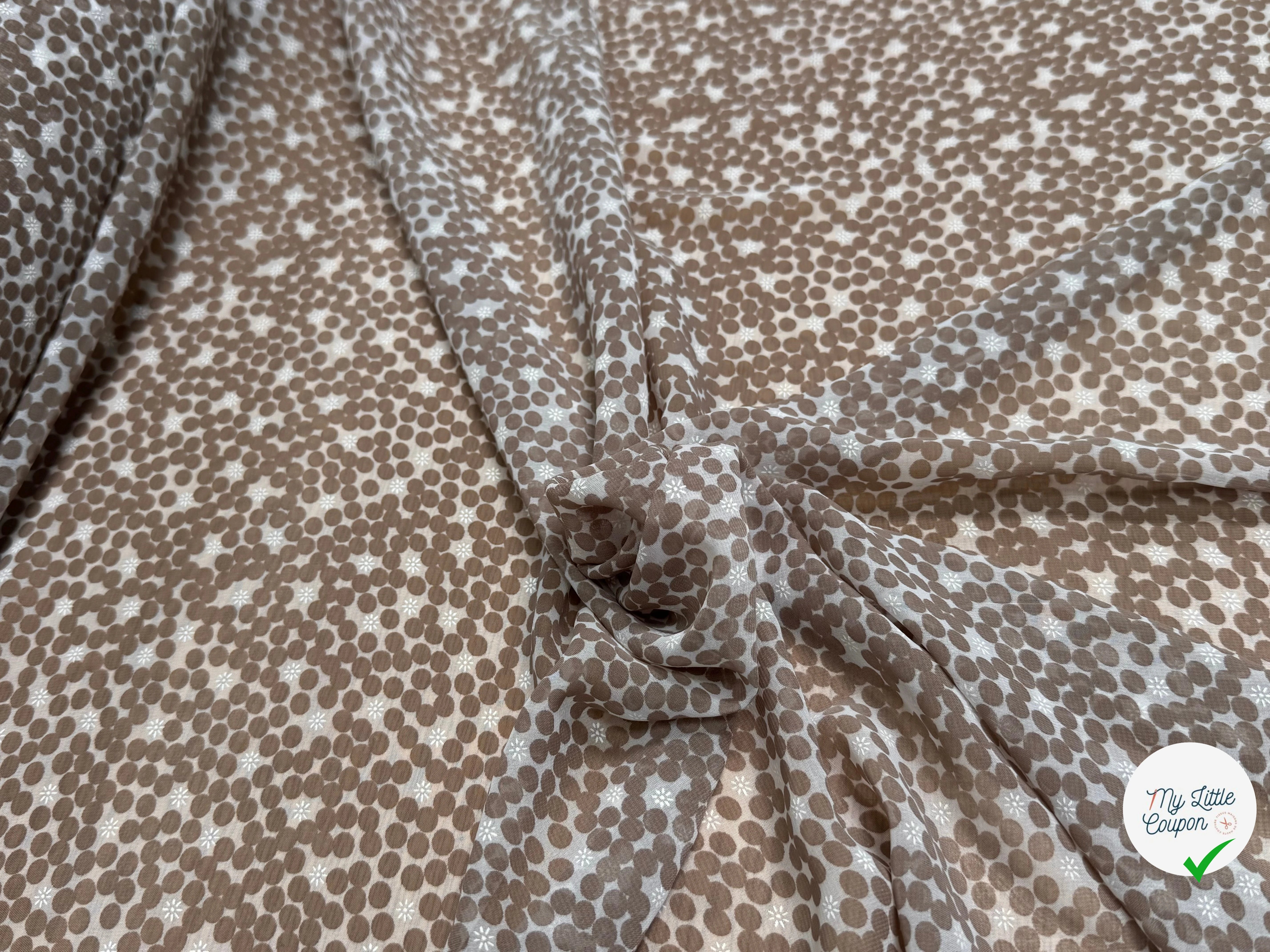 CHIFFON PRINTED POIS BULLES BEIGE TAUPE - My Little Coupon