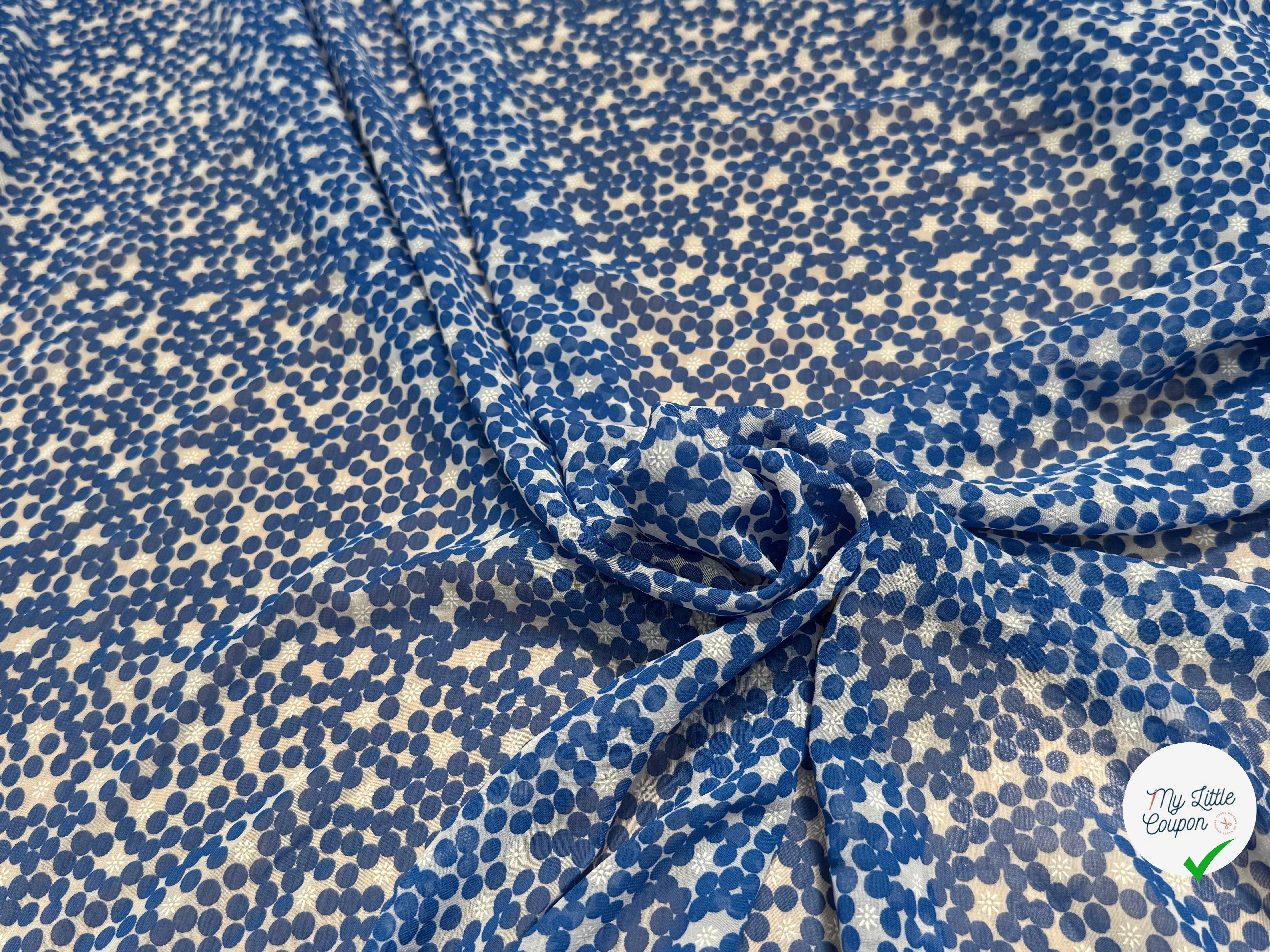 CHIFFON PRINTED POIS BULLES BLEU - My Little Coupon