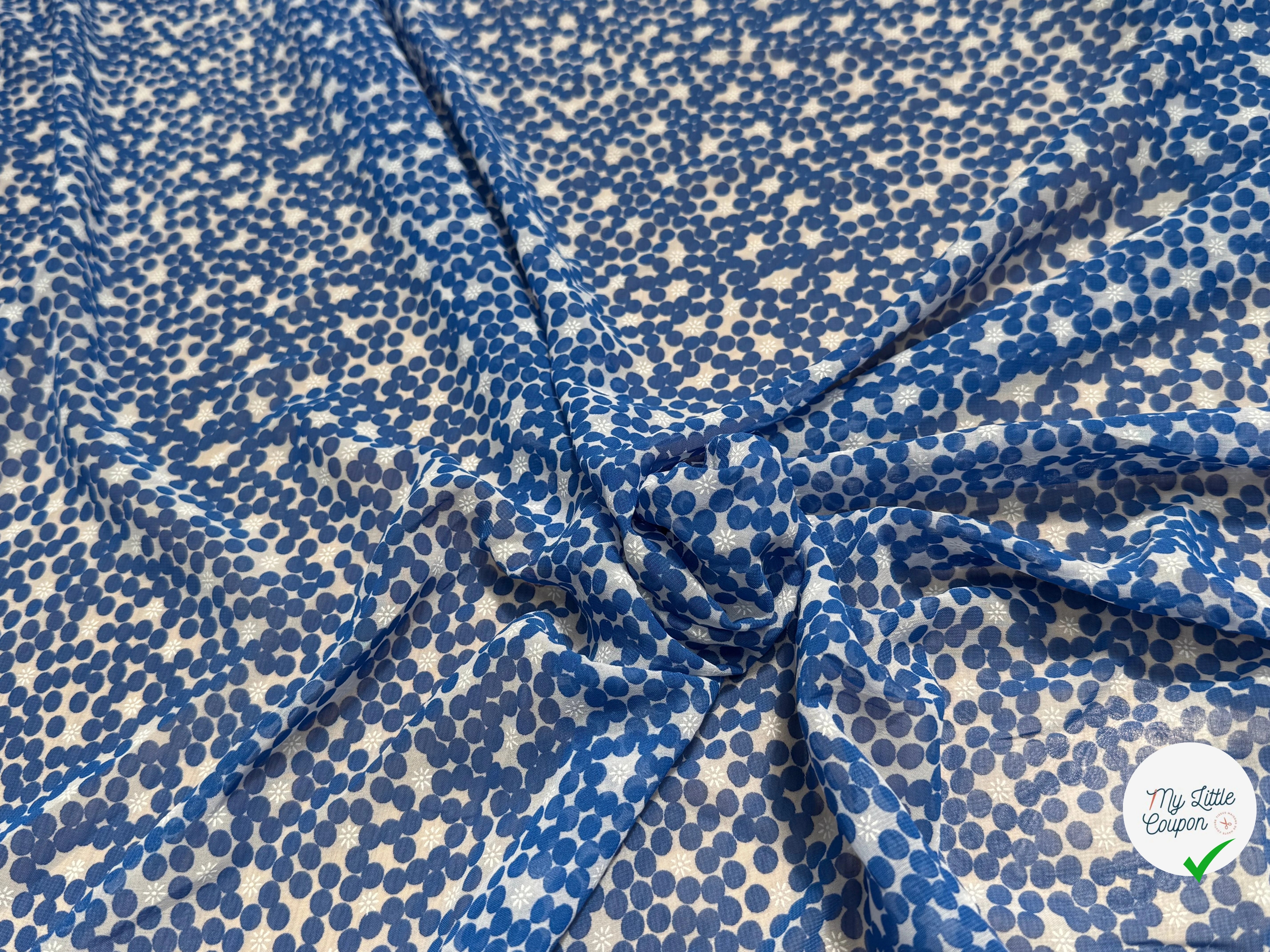 CHIFFON PRINTED POIS BULLES BLEU - My Little Coupon