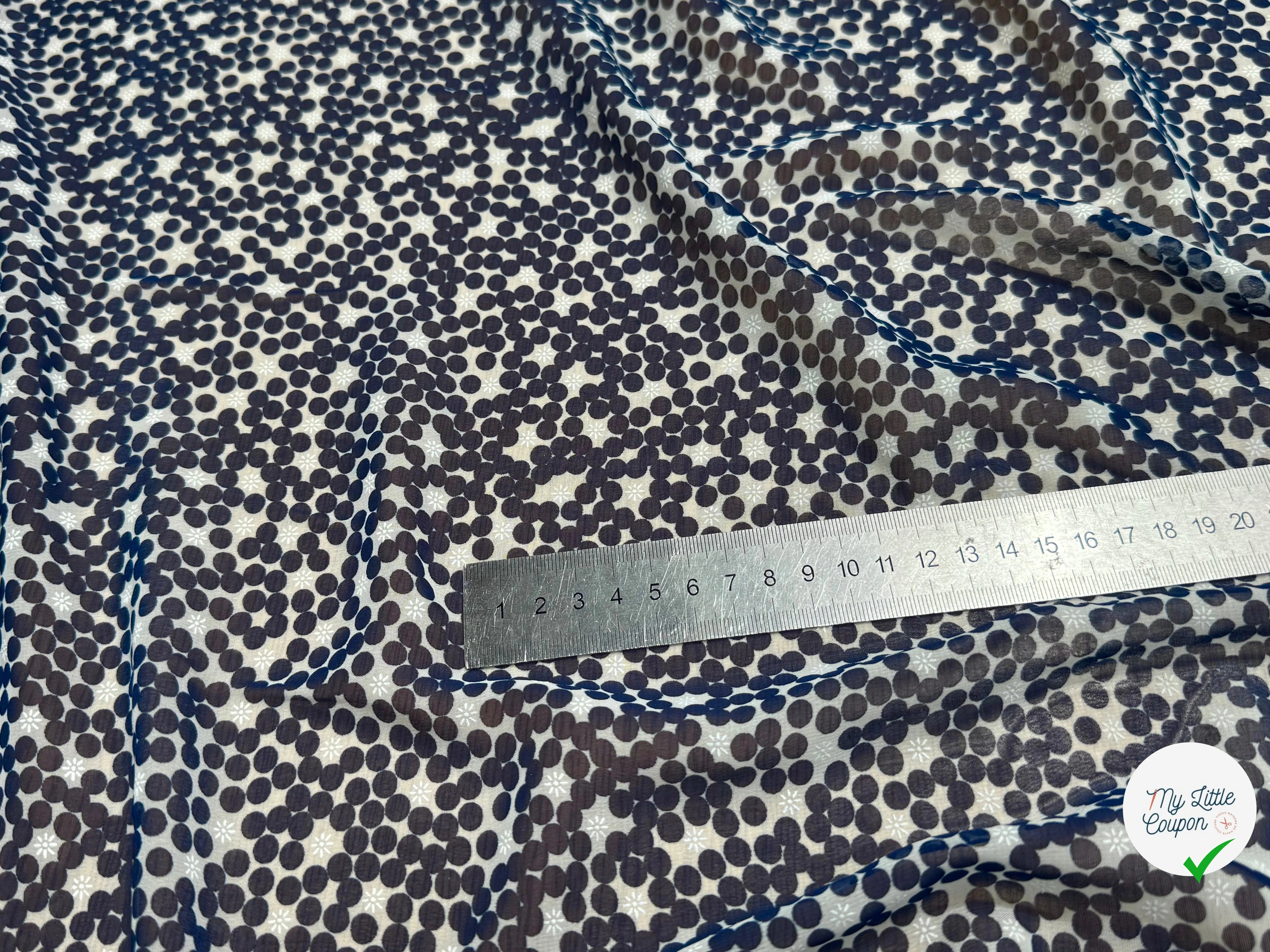 CHIFFON PRINTED POIS BULLES MARINE - My Little Coupon