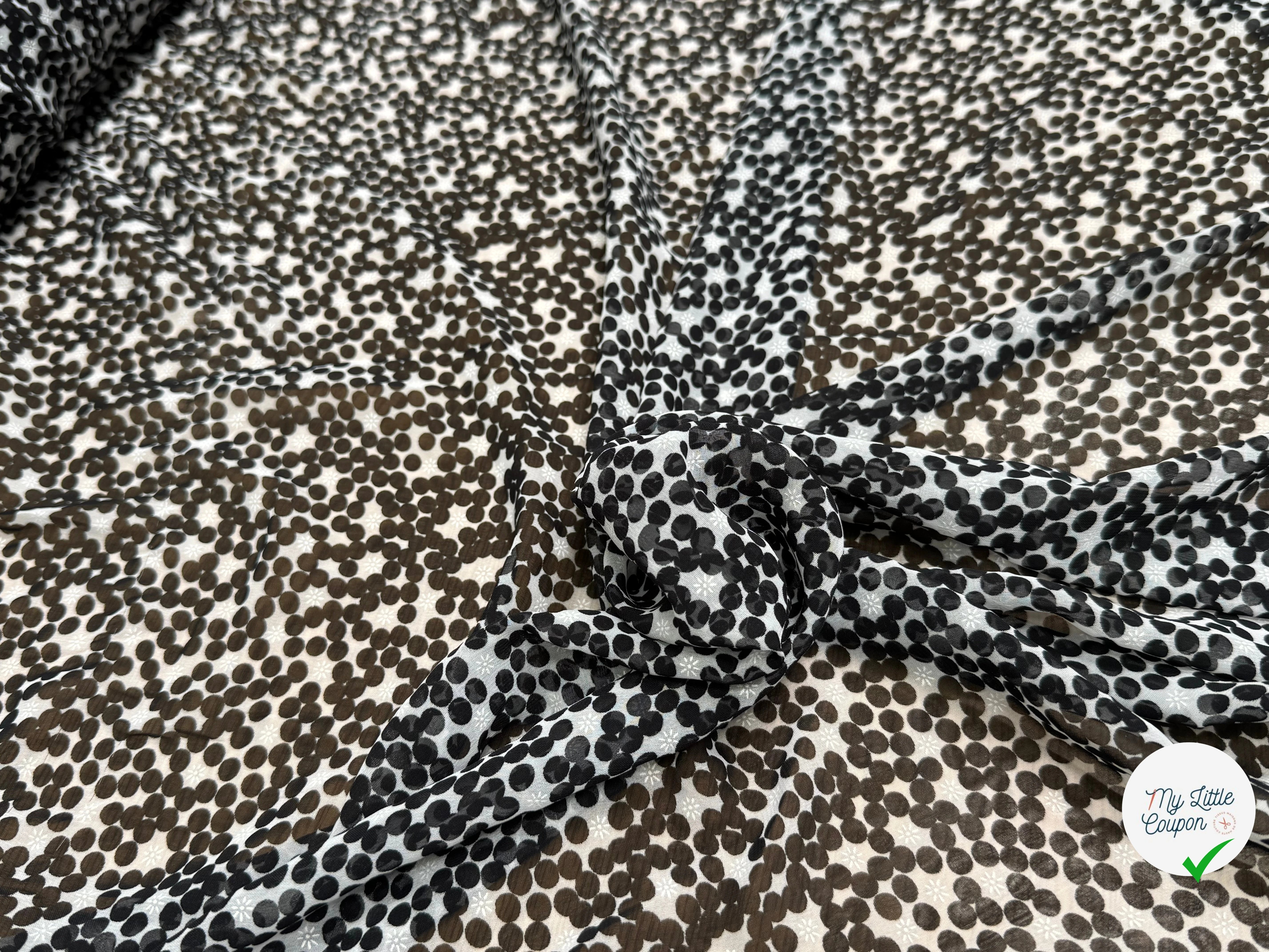 CHIFFON PRINTED POIS BULLES NOIR - My Little Coupon