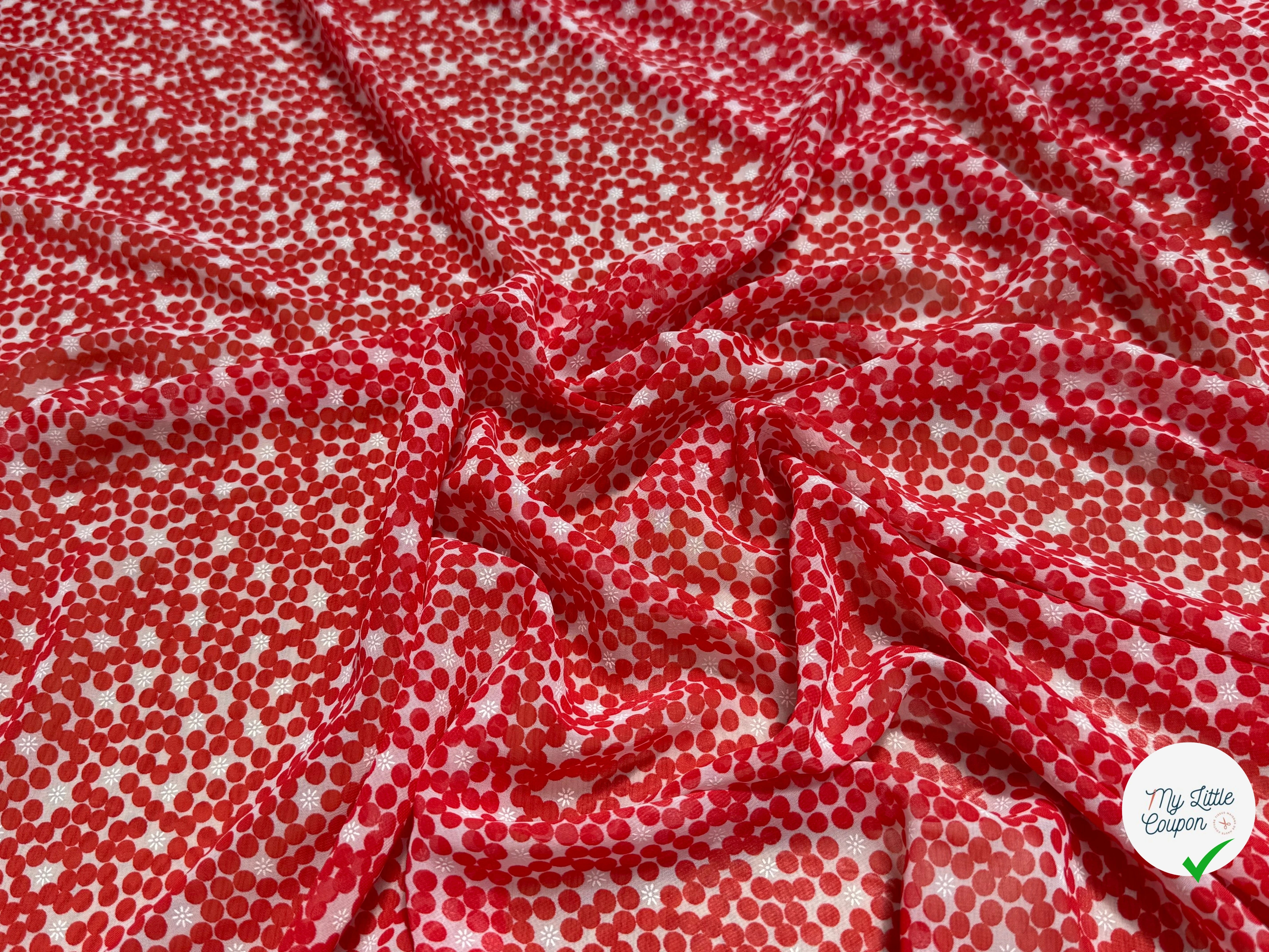 CHIFFON PRINTED POIS BULLES ROUGE - My Little Coupon