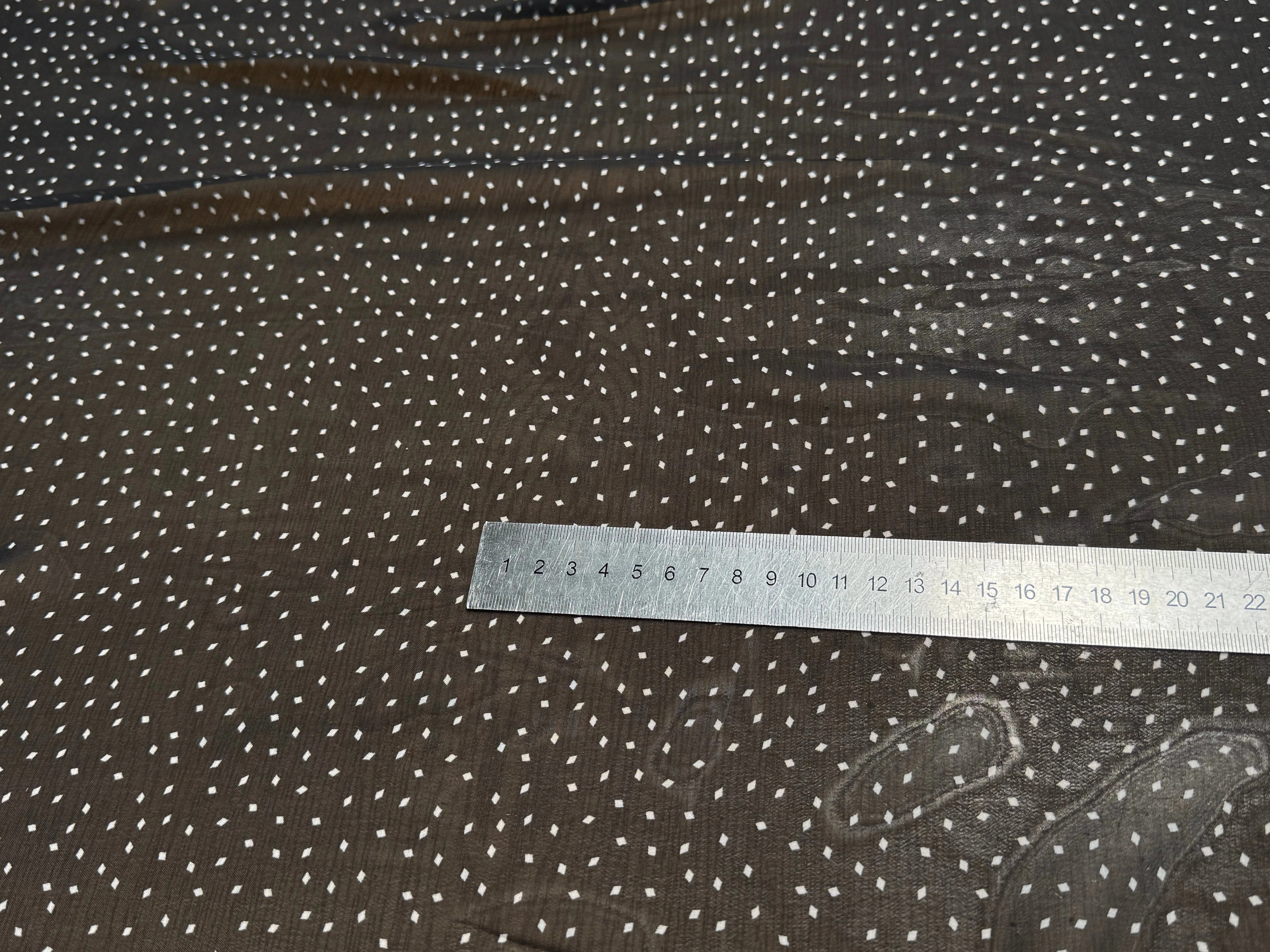 CHIFFON PRINTED POIS MINI LOSANGES FOND NOIR - My Little Coupon