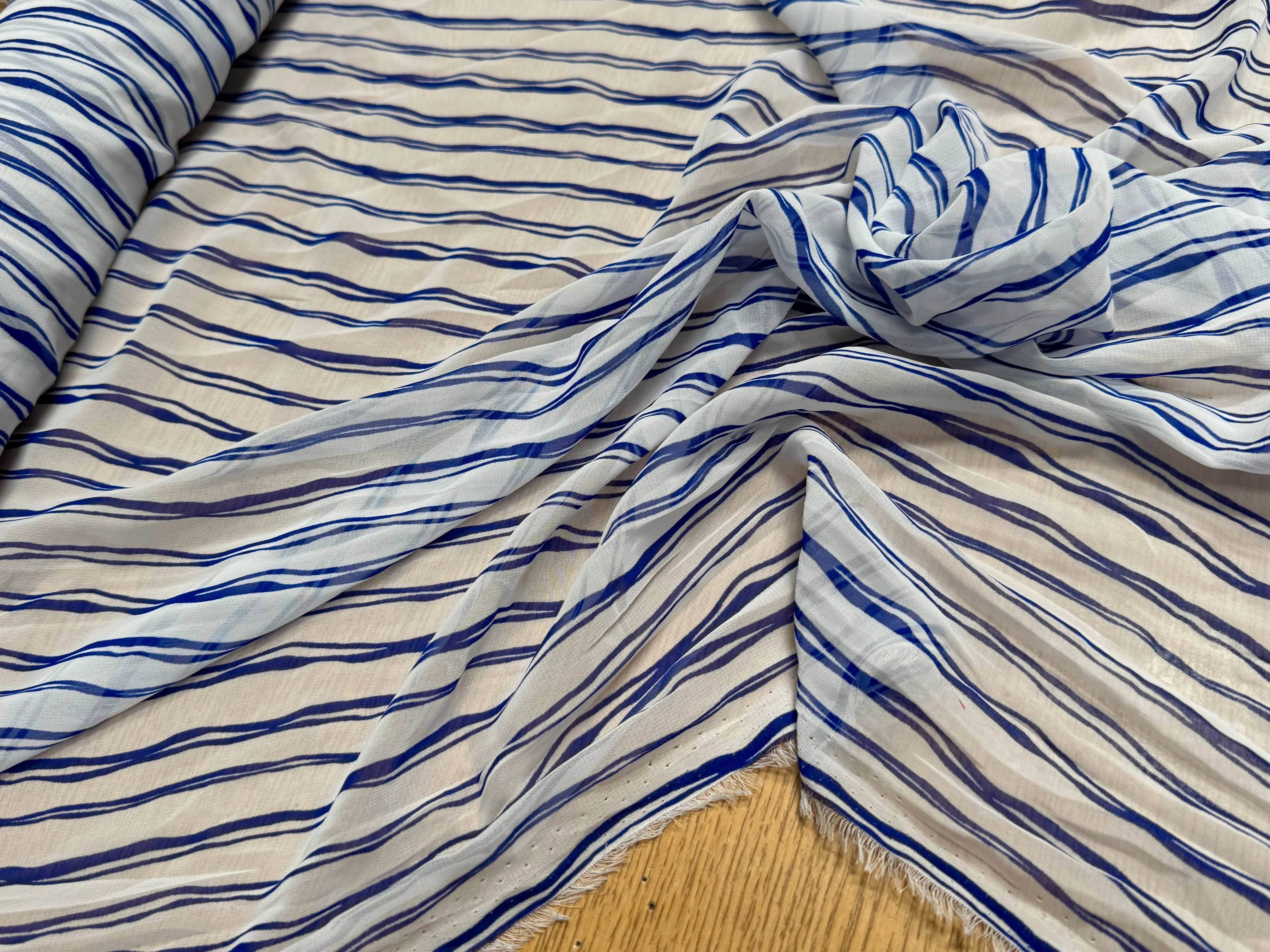 CHIFFON PRINTED RAYURES CROISÉES BLEUES - My Little Coupon