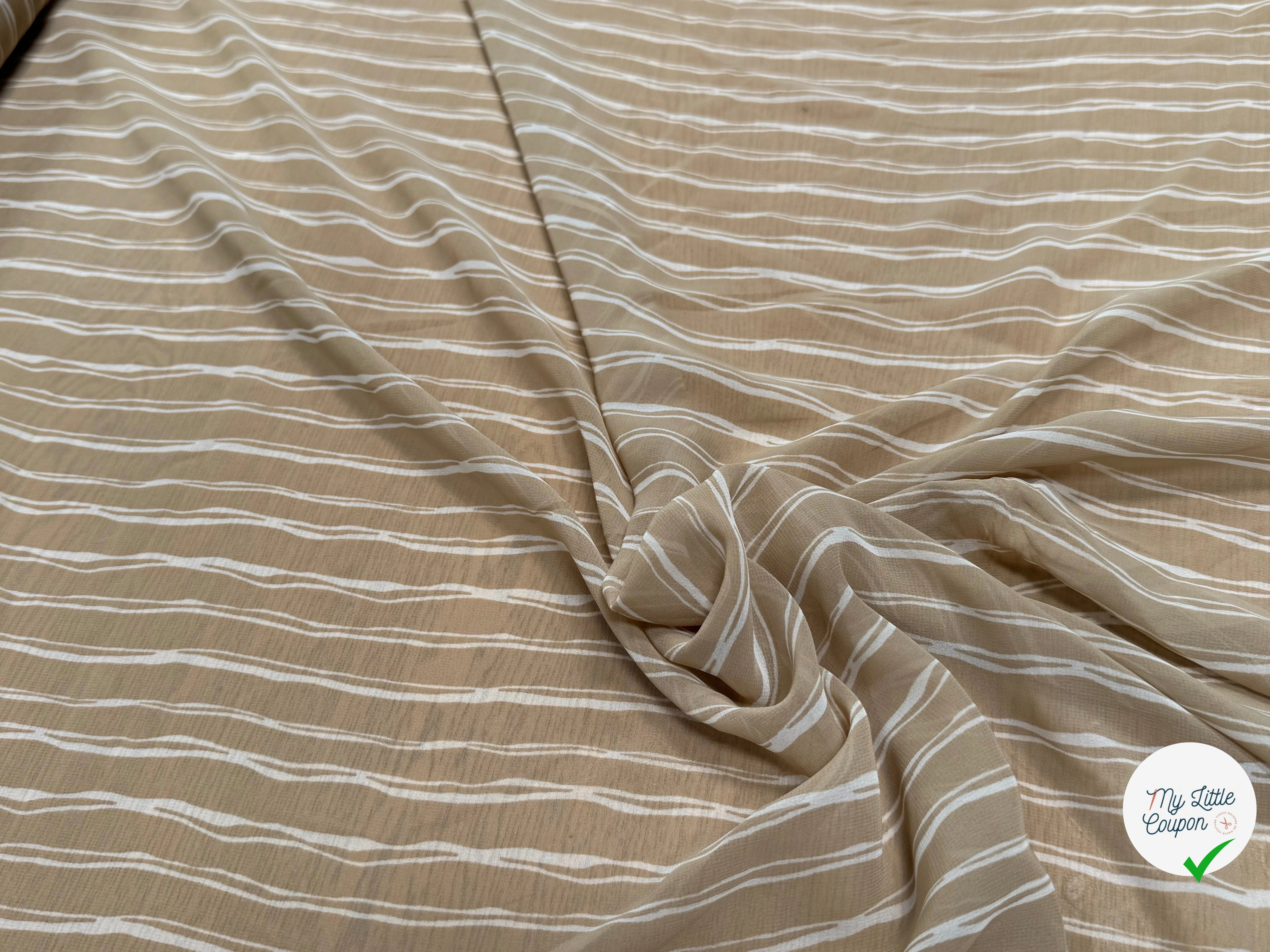 CHIFFON PRINTED RAYURES CROISÉES CAFÉ AU LAIT - My Little Coupon