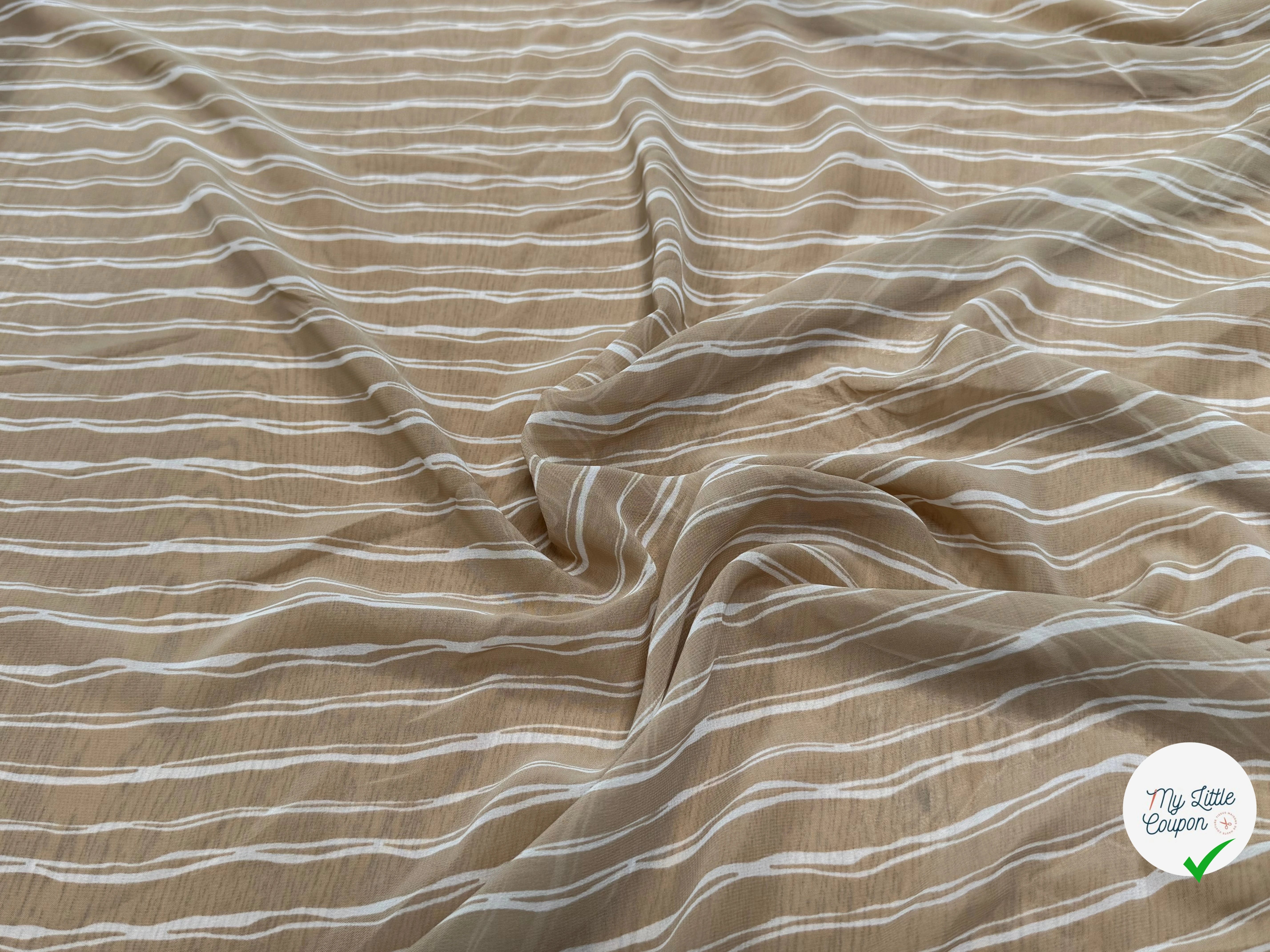 CHIFFON PRINTED RAYURES CROISÉES CAFÉ AU LAIT - My Little Coupon