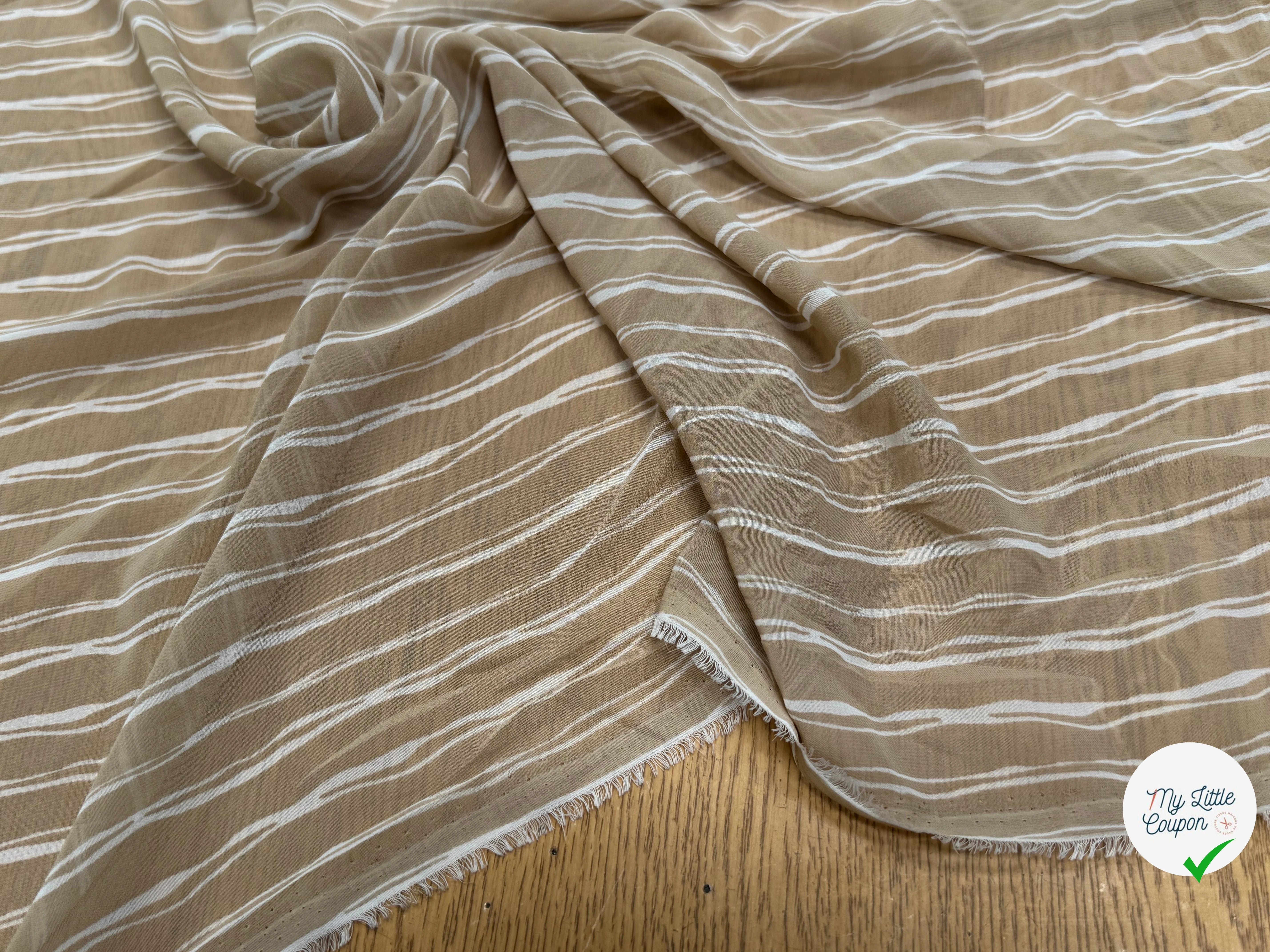 CHIFFON PRINTED RAYURES CROISÉES CAFÉ AU LAIT - My Little Coupon