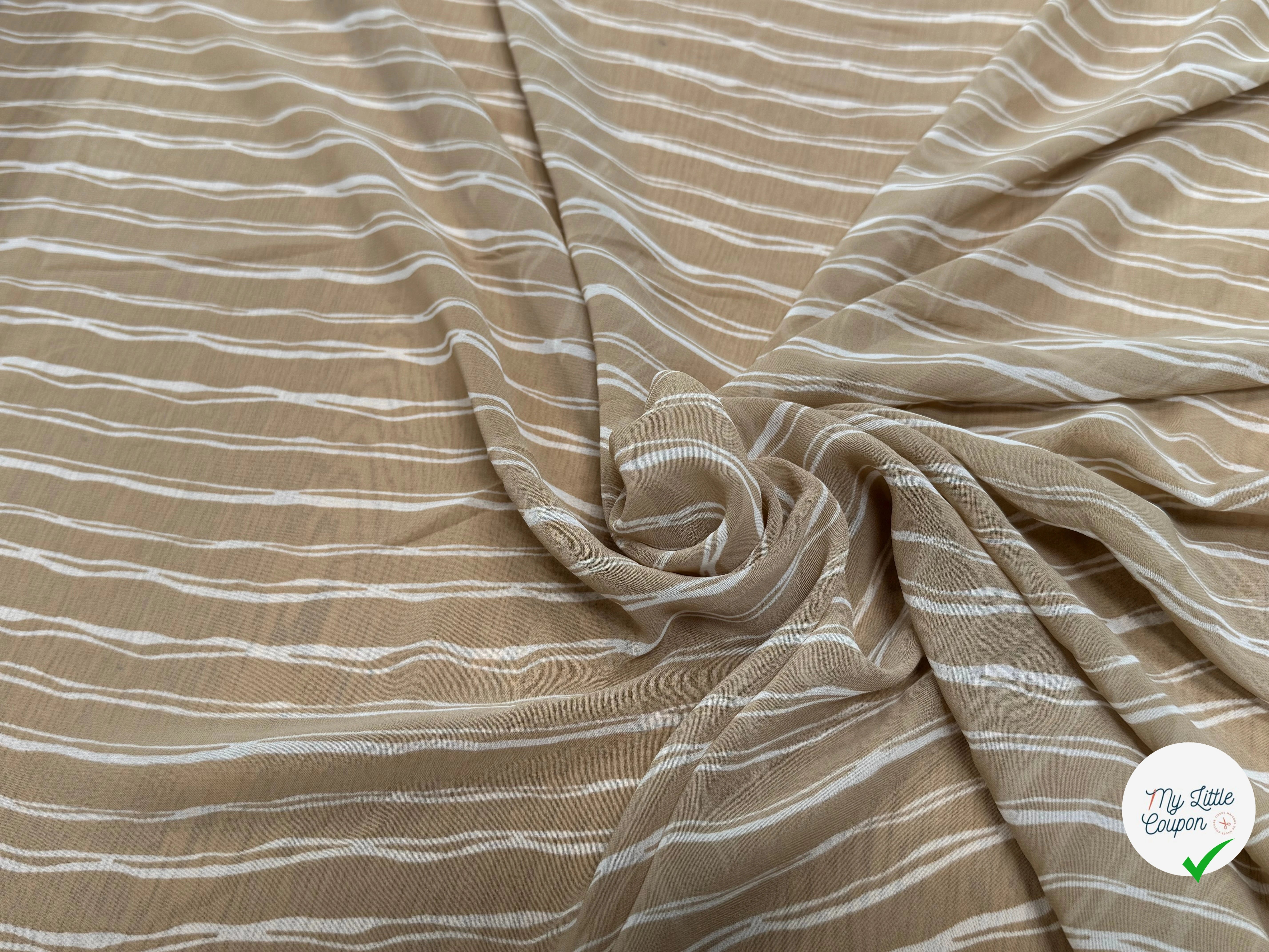 CHIFFON PRINTED RAYURES CROISÉES CAFÉ AU LAIT - My Little Coupon