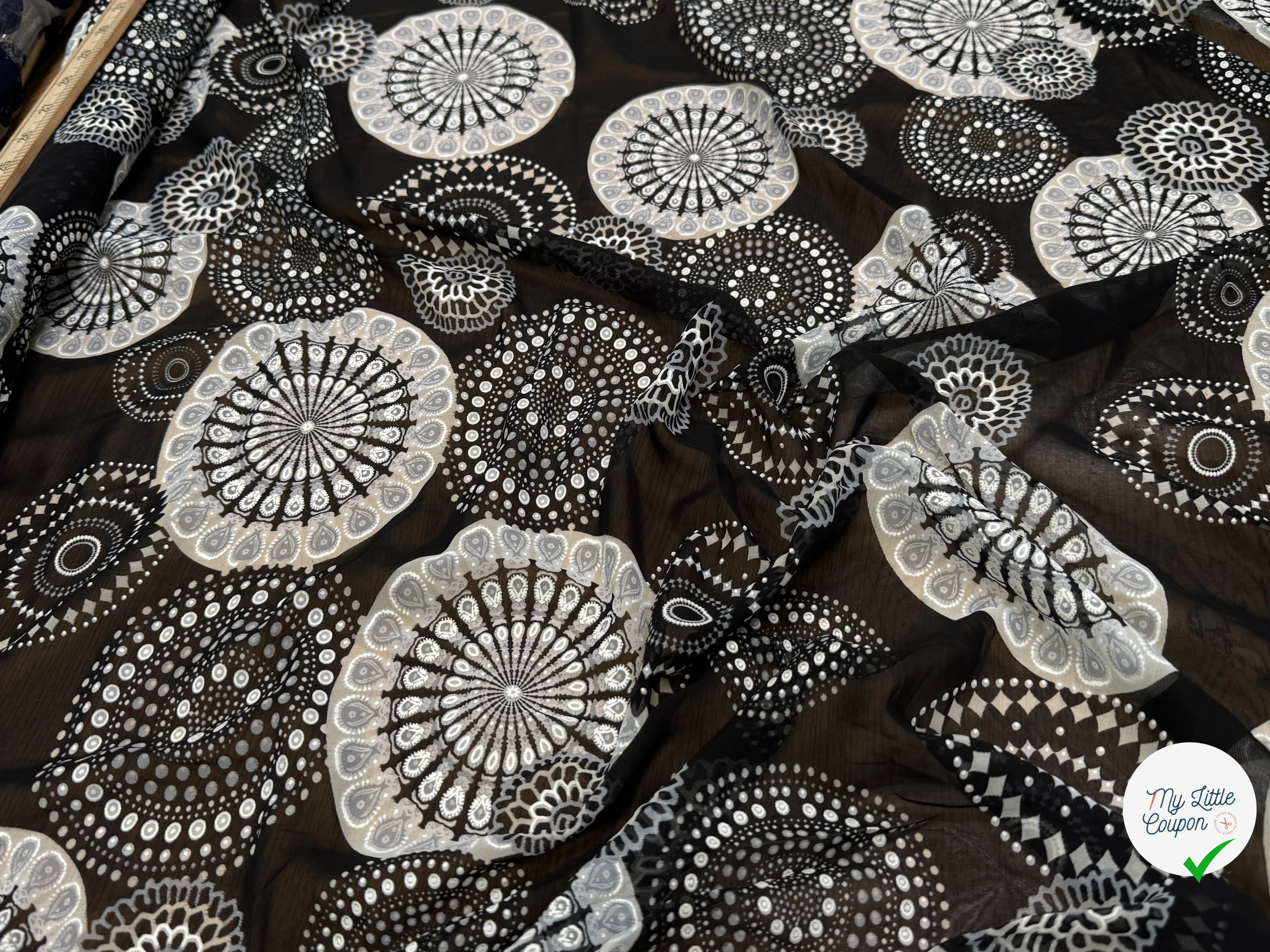 CHIFFON PRINTED SHELL FOND NOIR - My Little Coupon