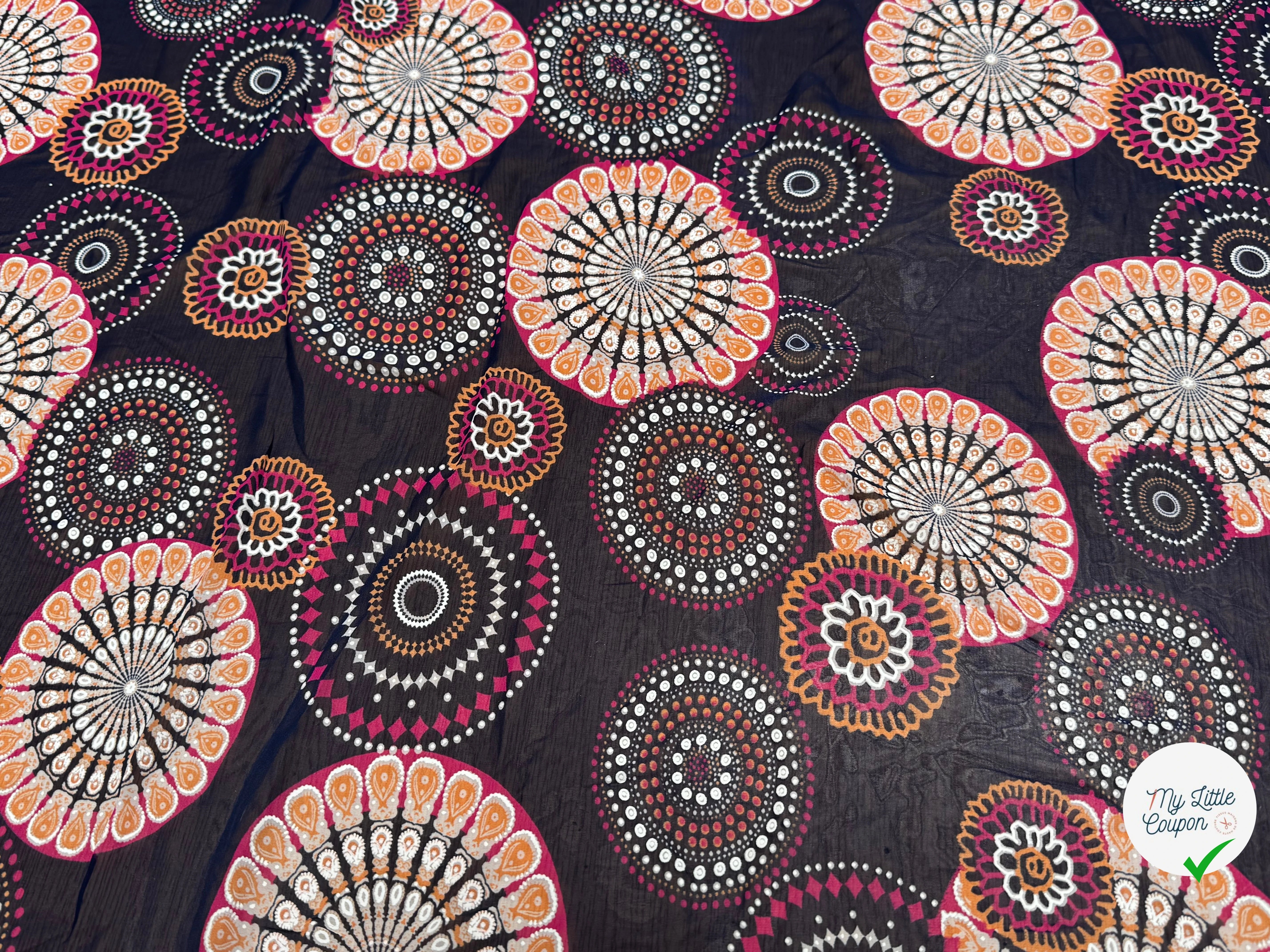 CHIFFON PRINTED SHELL GÉOMETRIQUES ROSE FOND MARINE - My Little Coupon