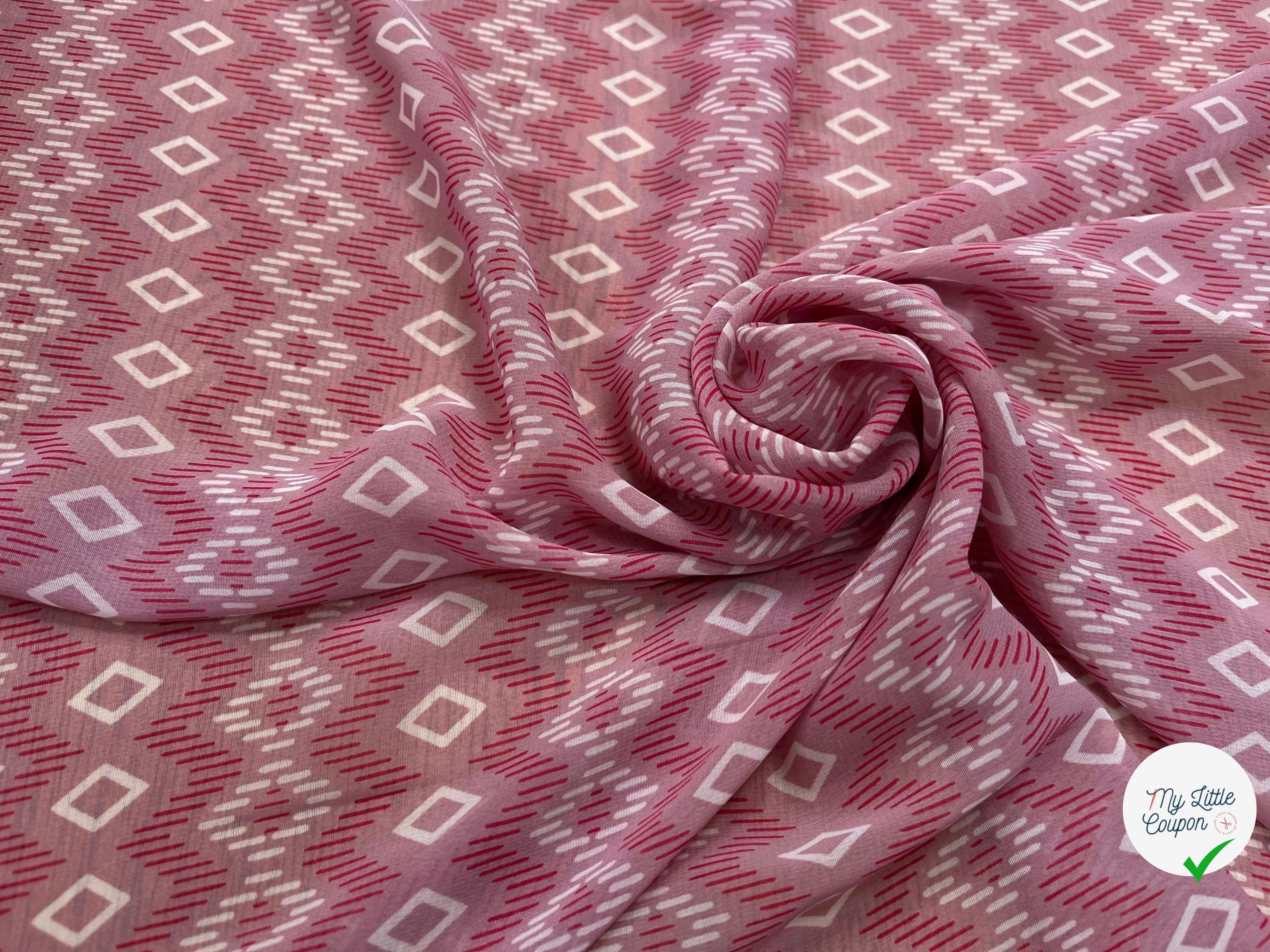 CHIFFON ROSE MOTIF GÉOMETRIQUE - My Little Coupon