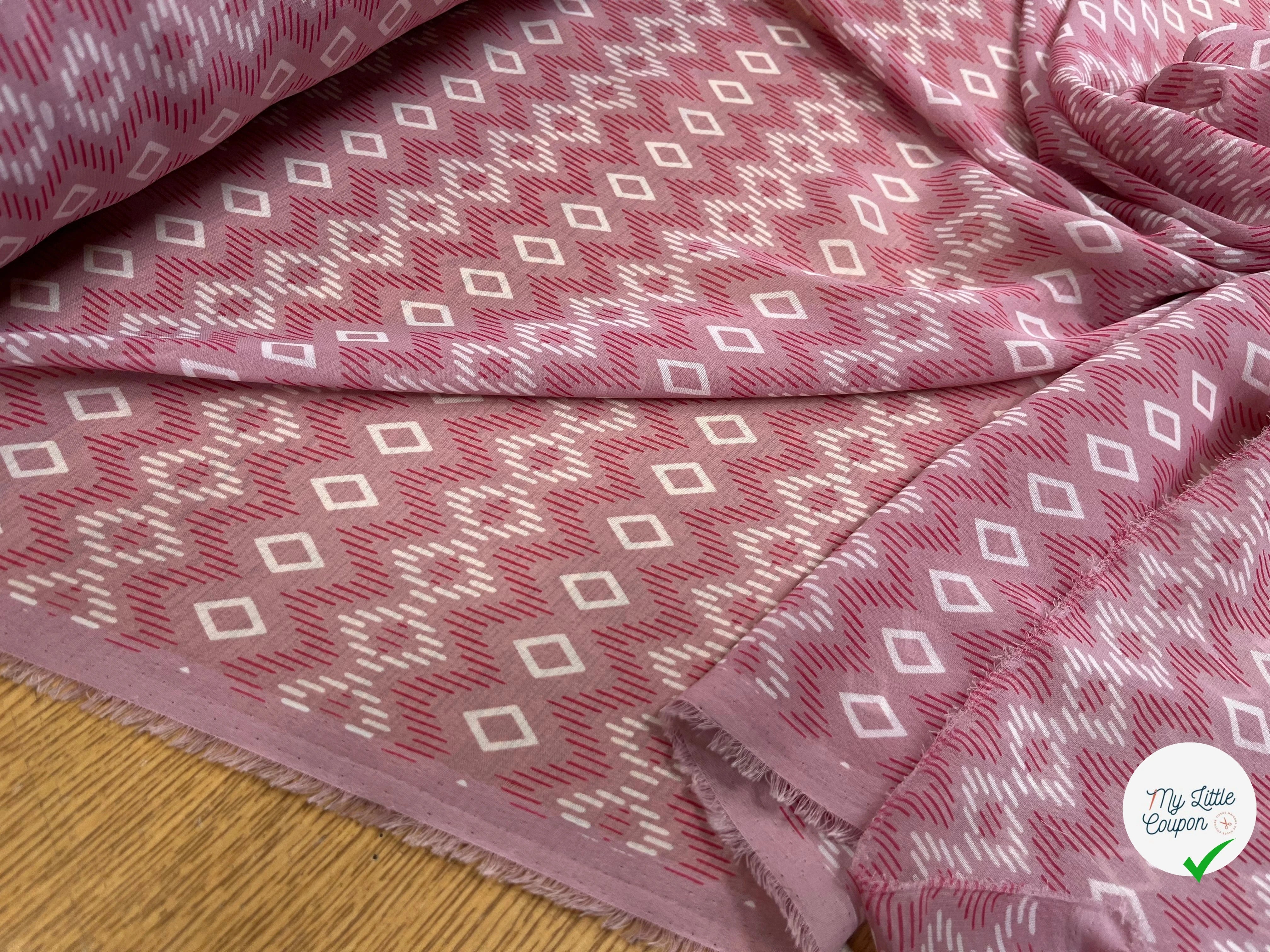 CHIFFON ROSE MOTIF GÉOMETRIQUE - My Little Coupon