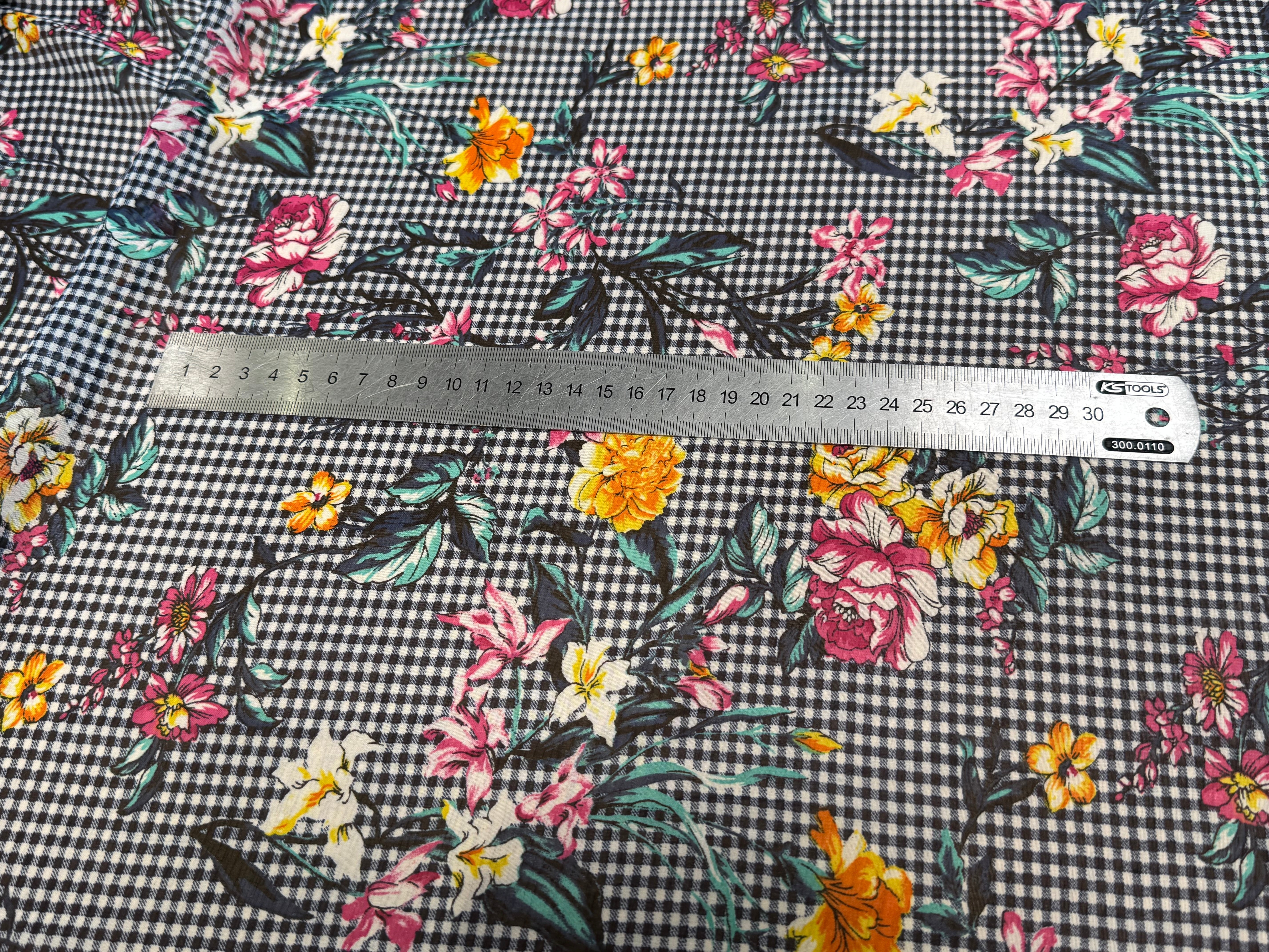 CHIFFON VICHY BLEU FLUIDE GROSSES FLEURS SUPER BEAU - My Little Coupon