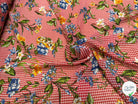 CHIFFON VICHY ROUGE FLUIDE GROSSES FLEURS SUPER BEAU - My Little Coupon