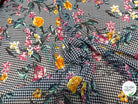 CHIFFON VICHY BLEU FLUIDE GROSSES FLEURS SUPER BEAU - My Little Coupon