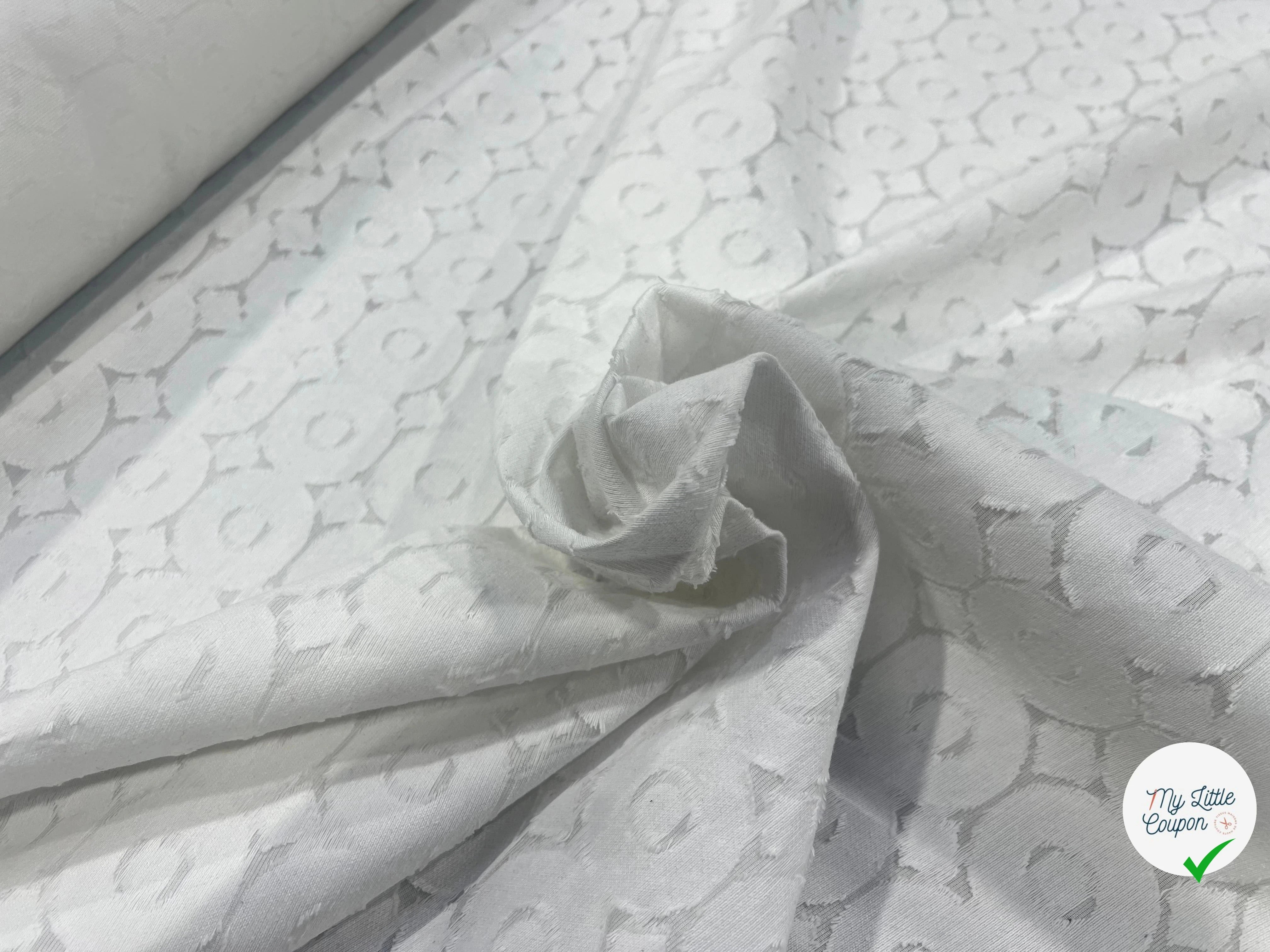 COTON JACQUARD DÉVORÉE BLANC CIRCULAIRE VISCOSE 5% METAL - My Little Coupon