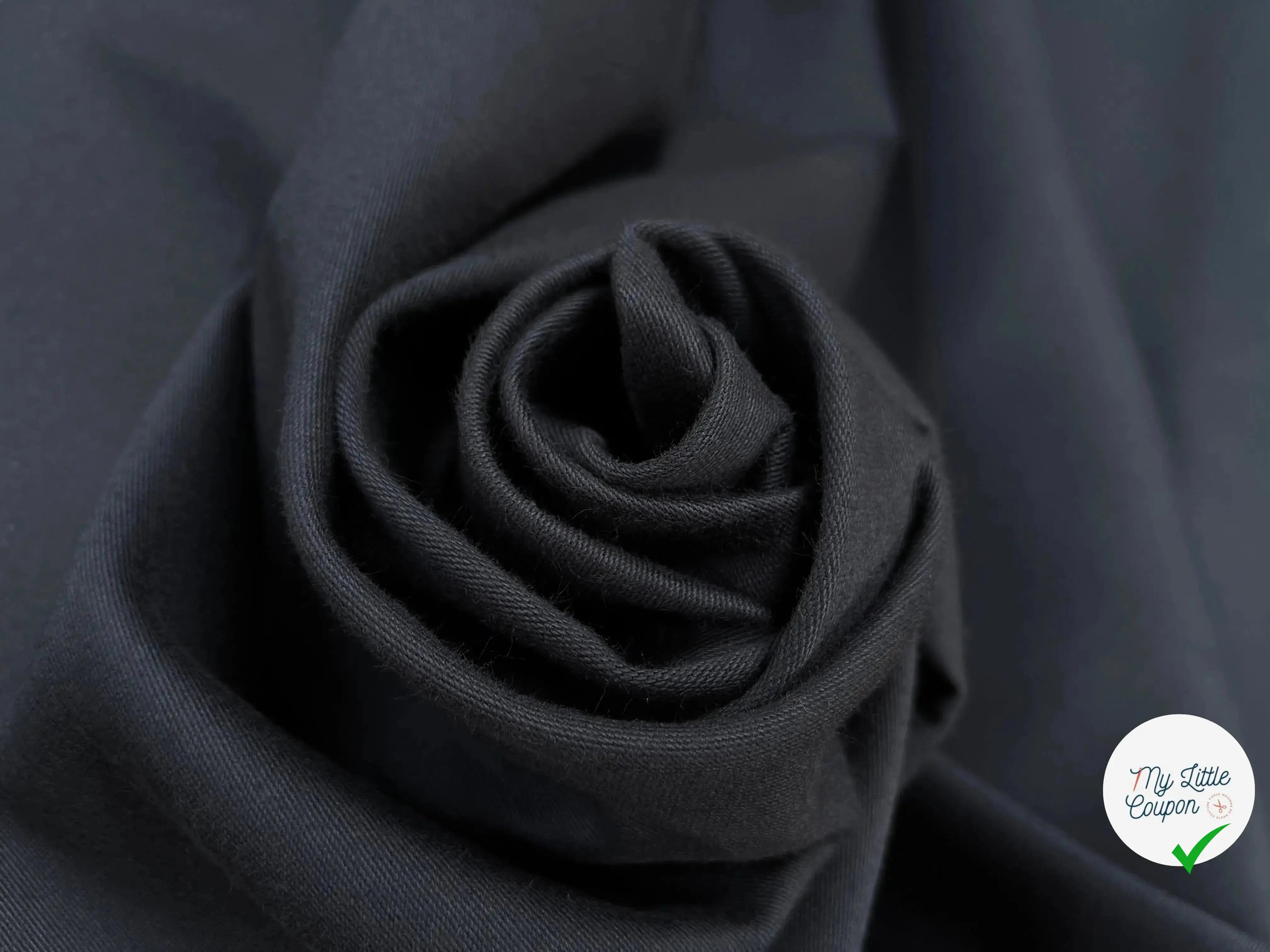 GABARDINE DE COTON STRIÉ BLEU NAVY - My Little Coupon