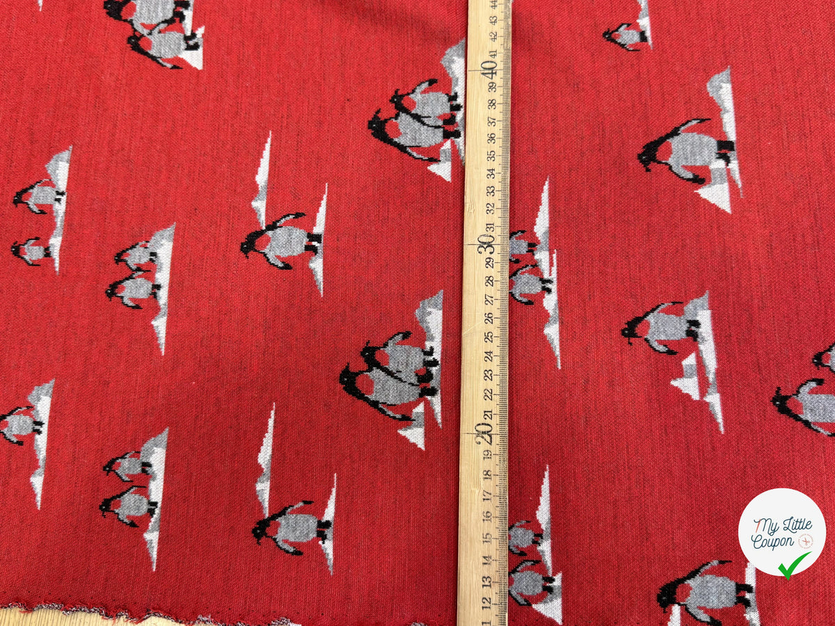 (CHUTE) MAILLE JACQUARD ESPRIT MILANO IMPRIMÉ PINGOUINS ROUGE ORANGÉ - My Little Coupon