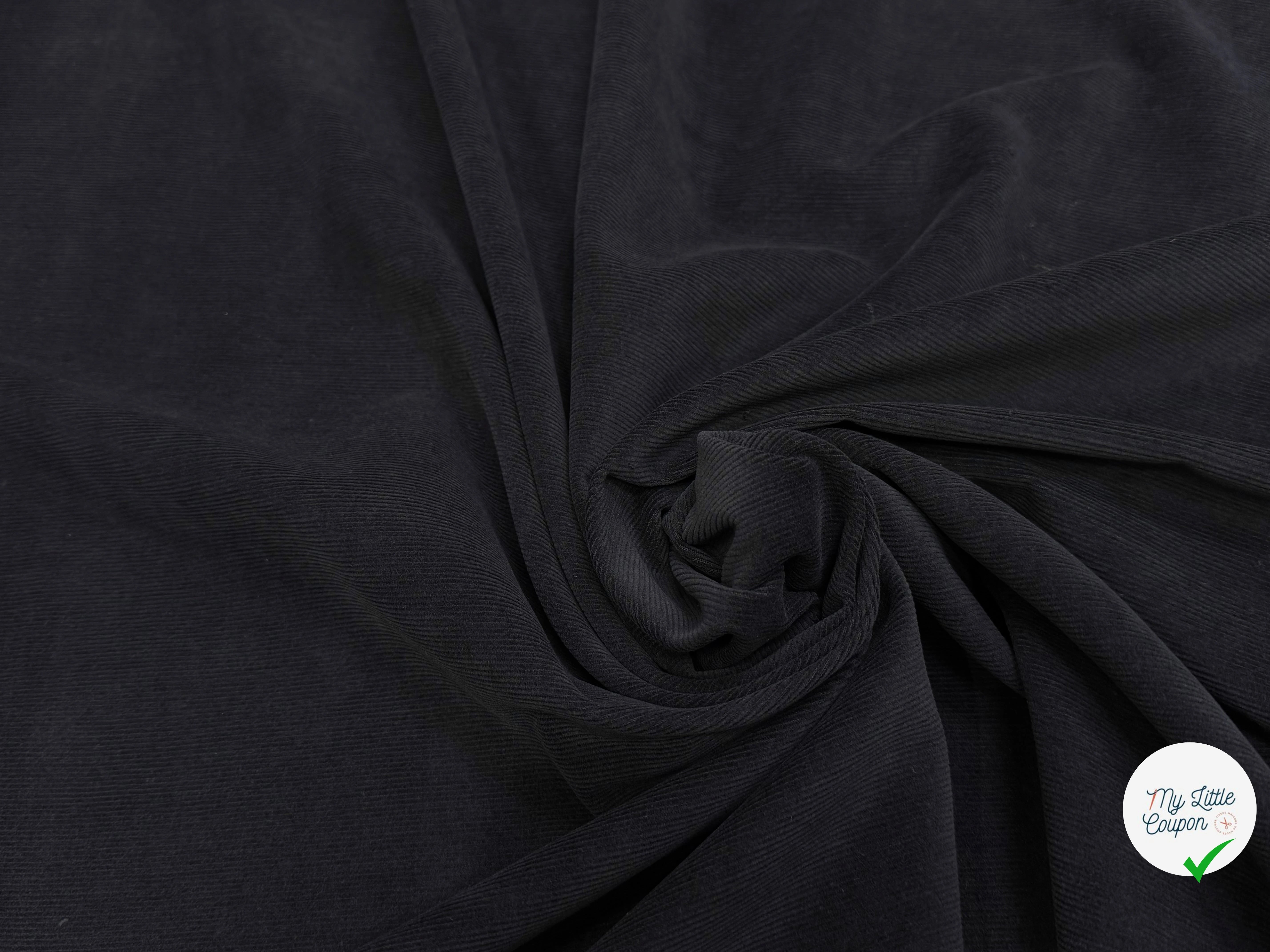 (CHUTE) VELOURS DE COTON BLEU MARINE FONCÉ CÔTELE - My Little Coupon