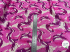 VISCOSE FLUIDE FOND BEIGE IMPRIMÉE TOURBILLON ROSE VIOLET - My Little Coupon