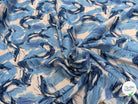 VISCOSE FLUIDE FOND BLANC IMPRIMÉE TOURBILLON BLEU ET CIEL - My Little Coupon