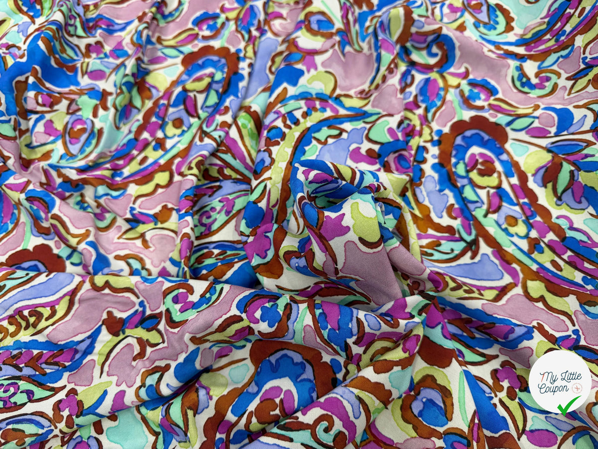 VISCOSE PAISLEY BLEU MULTICO 140 CM - My Little Coupon