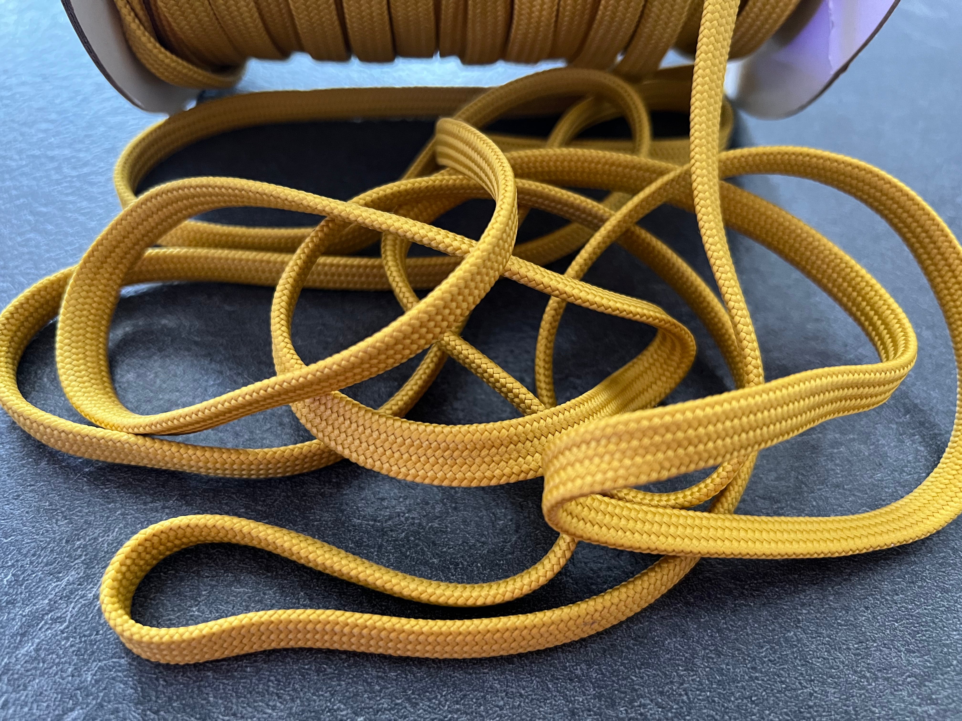 CORDON TRESSÉ PLAT JAUNE MOUTARDE 10mm - My Little Coupon